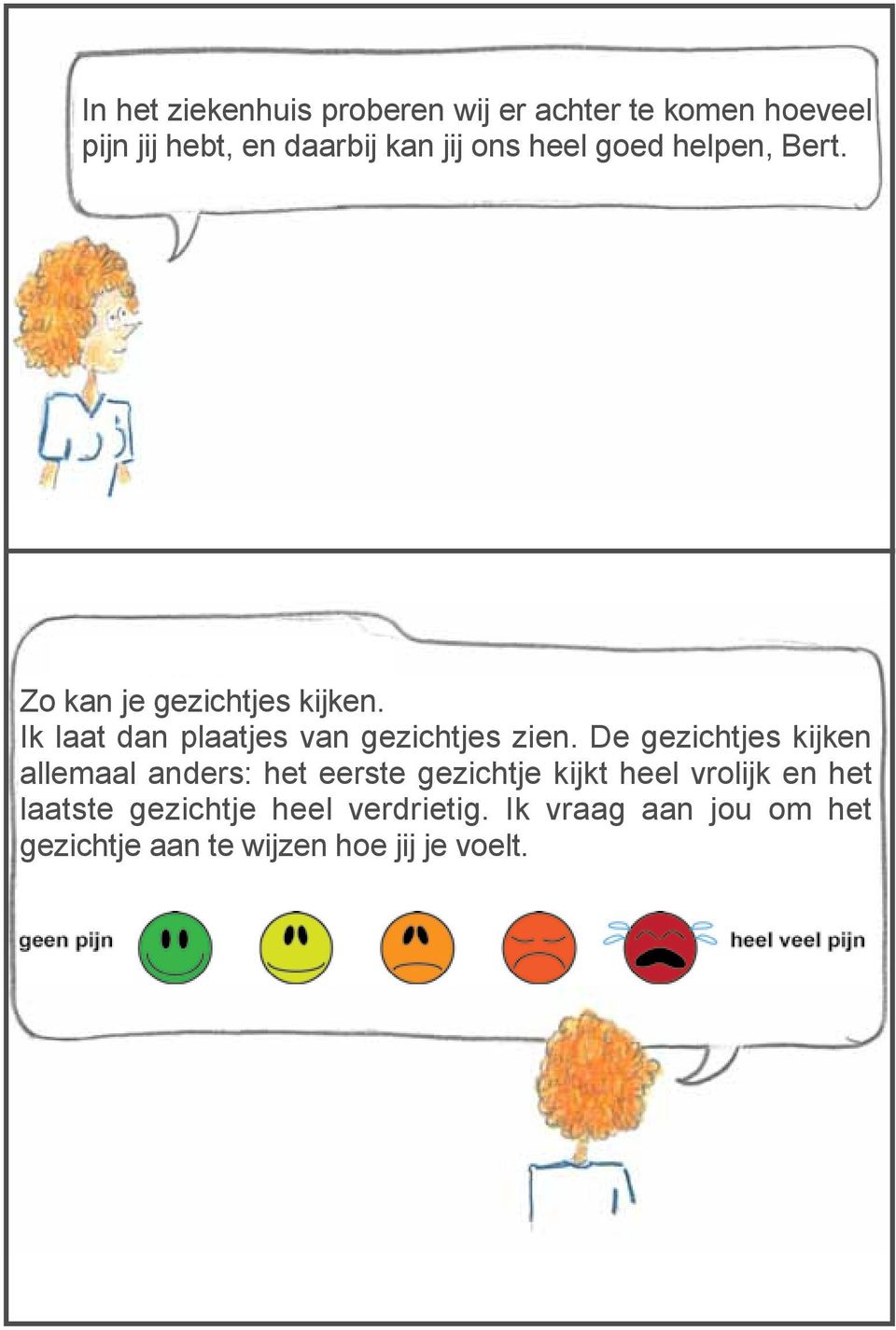 Ik laat dan plaatjes van gezichtjes zien.