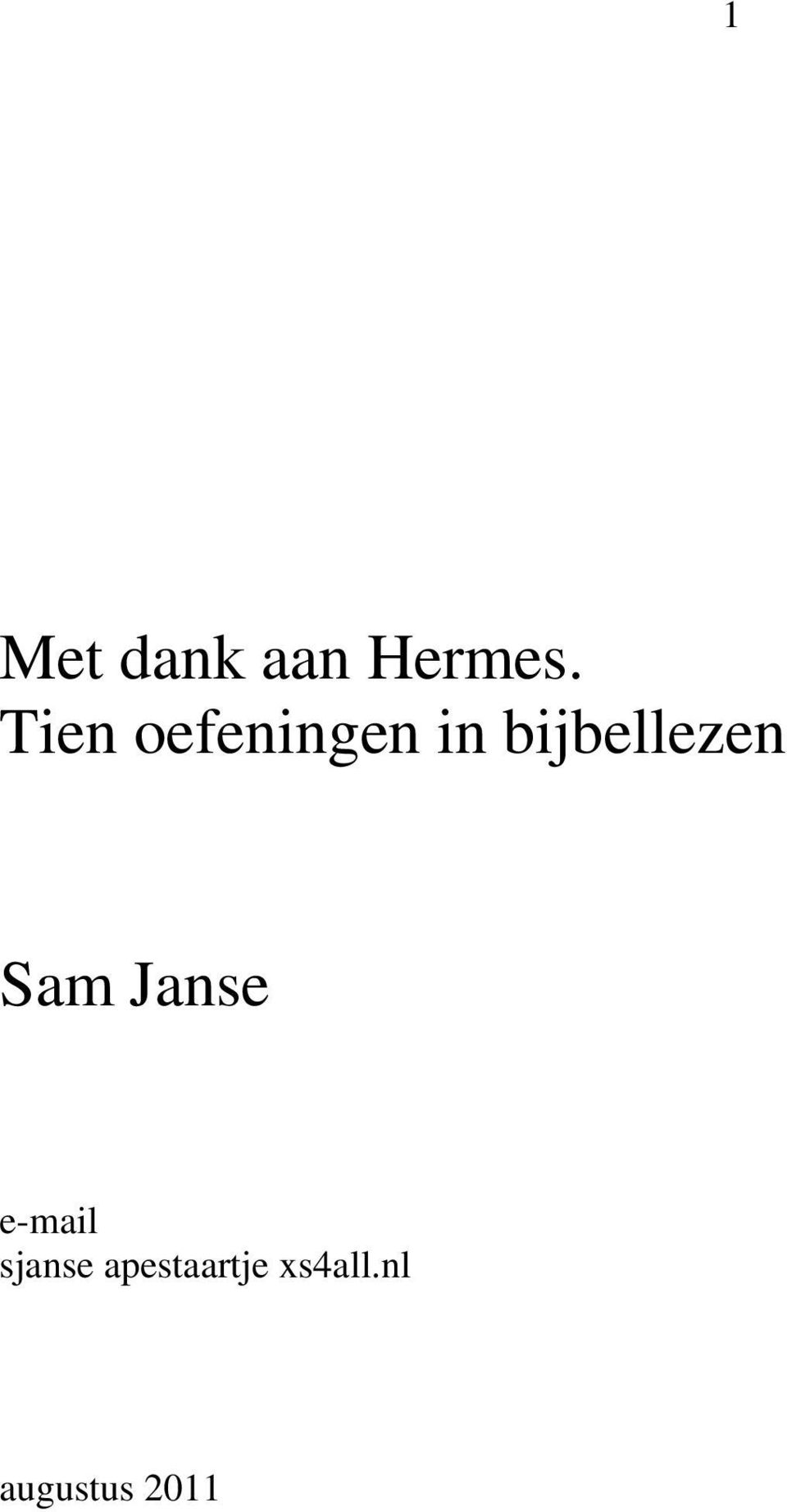 bijbellezen Sam Janse e-mail