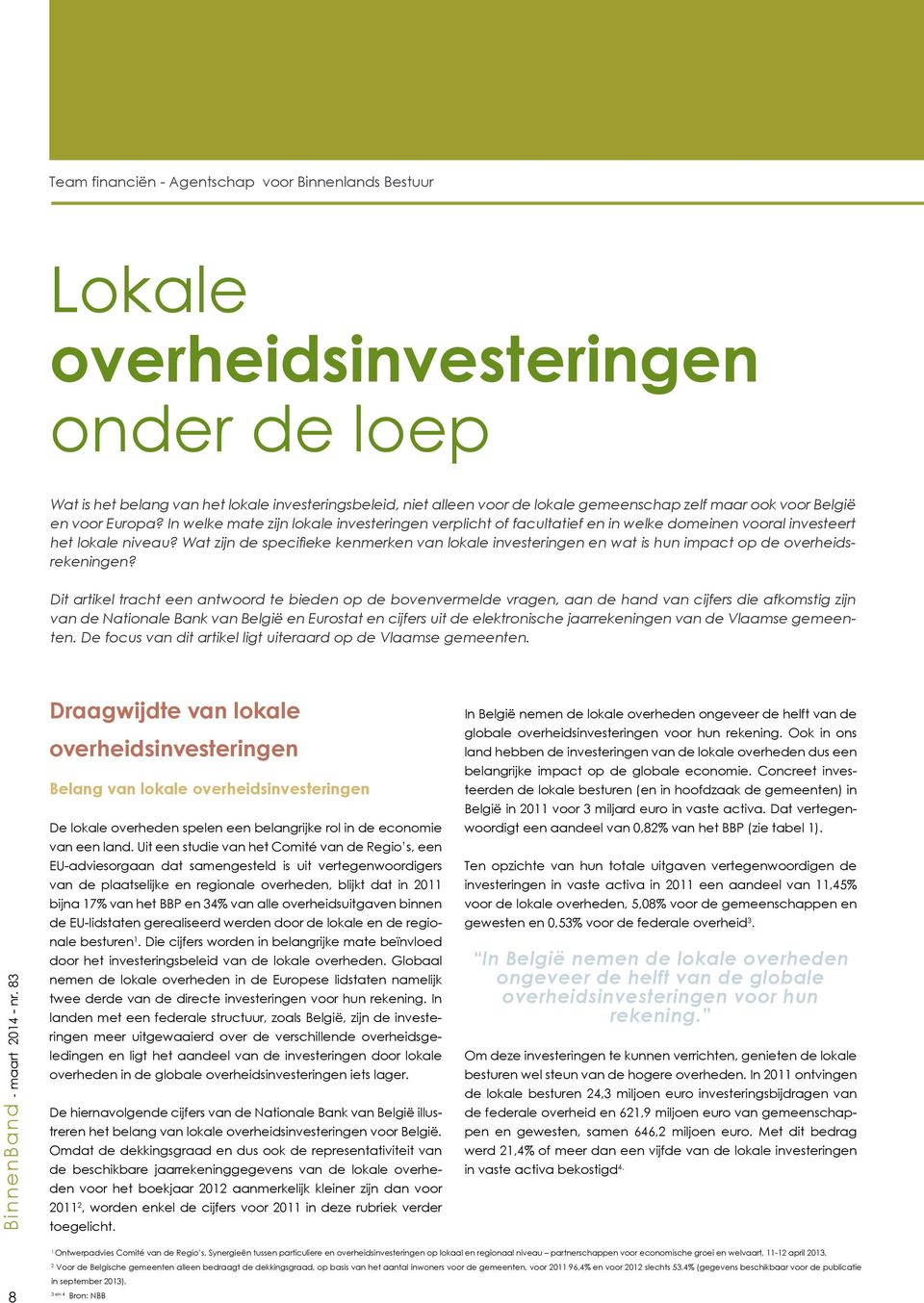 Wat zijn de specifieke kenmerken van lokale investeringen en wat is hun impact op de overheidsrekeningen?