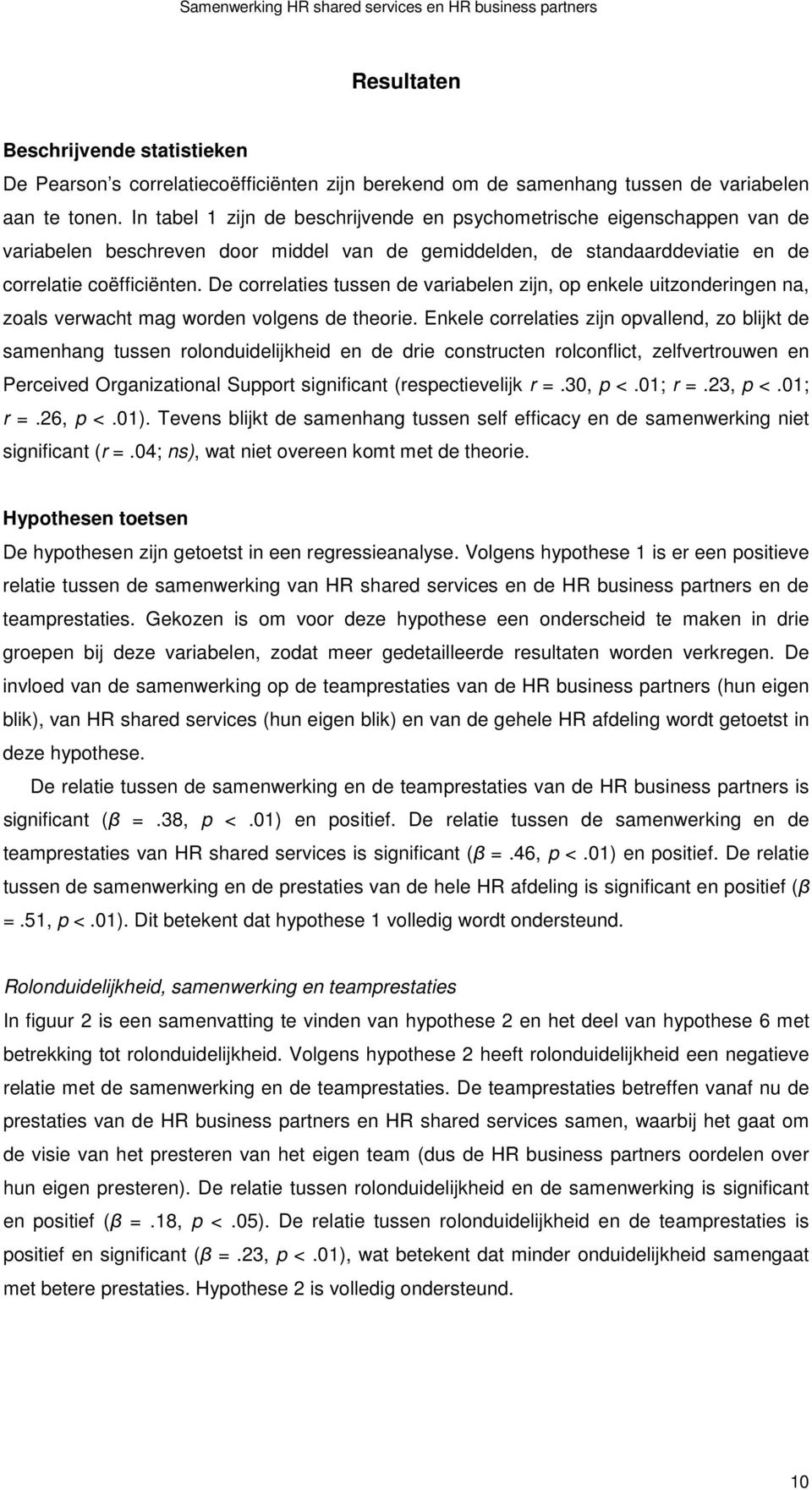 De correlaties tussen de variabelen zijn, op enkele uitzonderingen na, zoals verwacht mag worden volgens de theorie.