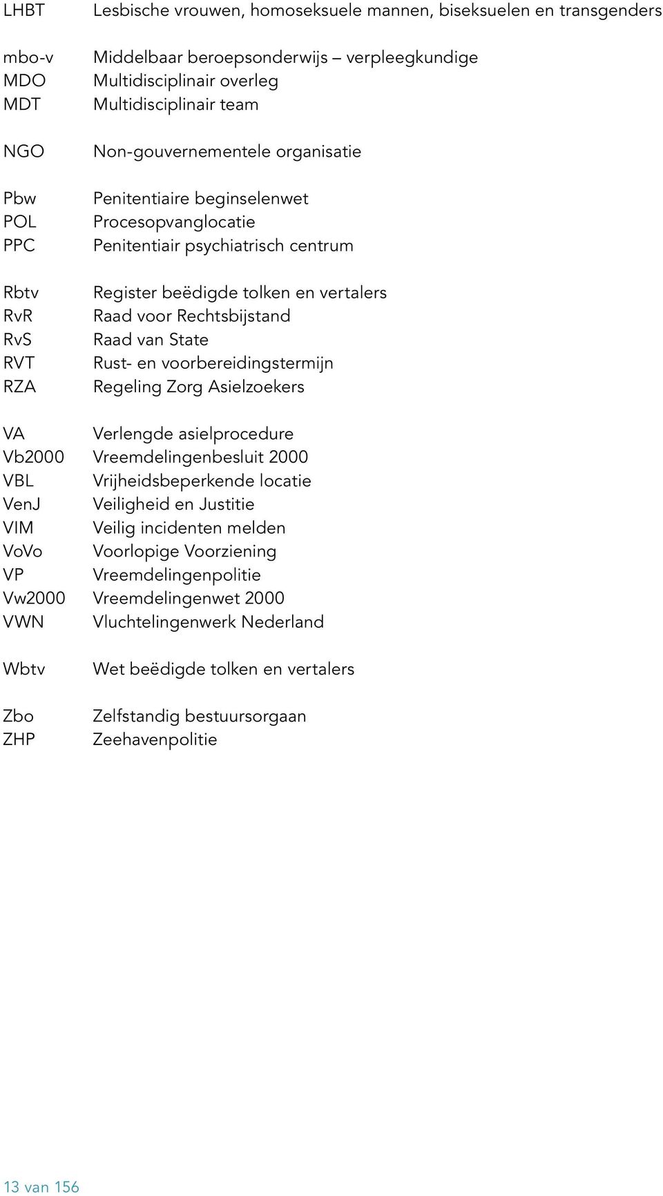 Rechtsbijstand Raad van State Rust- en voor bereidings termijn Regeling Zorg Asielzoekers VA Vb000 VBL VenJ VIM VoVo VP Vw000 VWN Verlengde asiel procedure Vreemdelingenbesluit 000