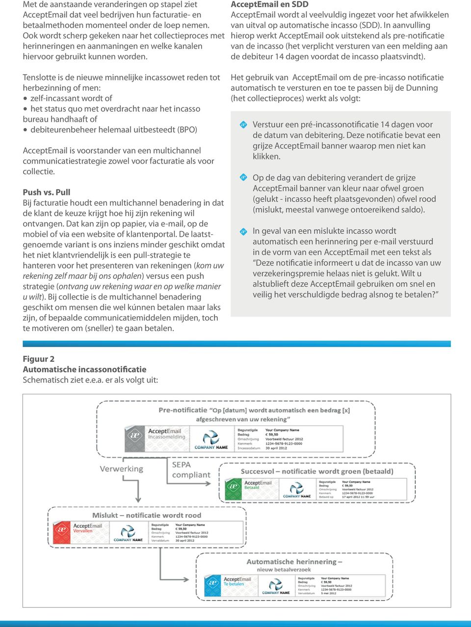 AcceptEmail en SDD AcceptEmail wordt al veelvuldig ingezet voor het afwikkelen van uitval op automatische incasso (SDD).