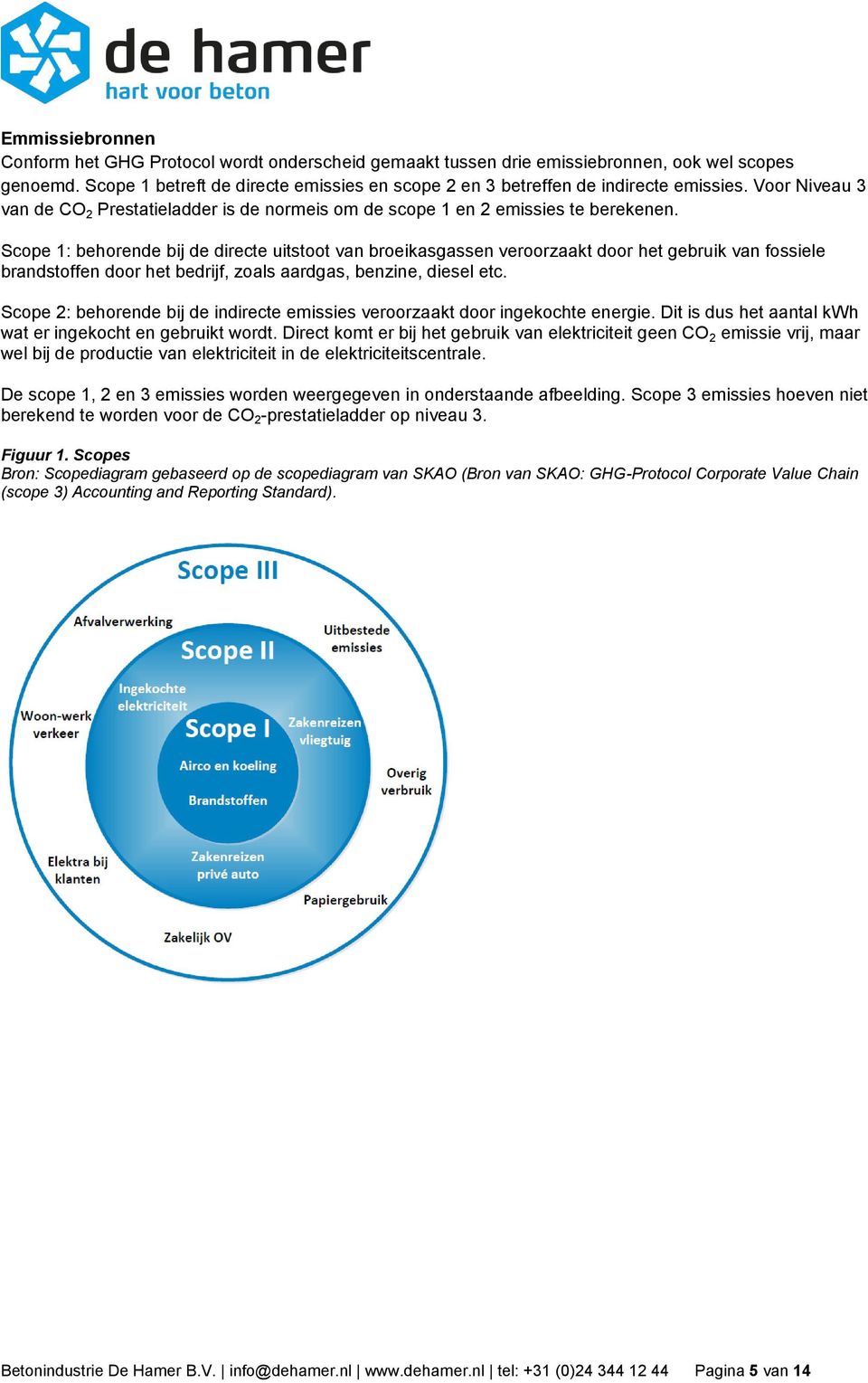 Scope 1: behorende bij de directe uitstoot van broeikasgassen veroorzaakt door het gebruik van fossiele brandstoffen door het bedrijf, zoals aardgas, benzine, diesel etc.