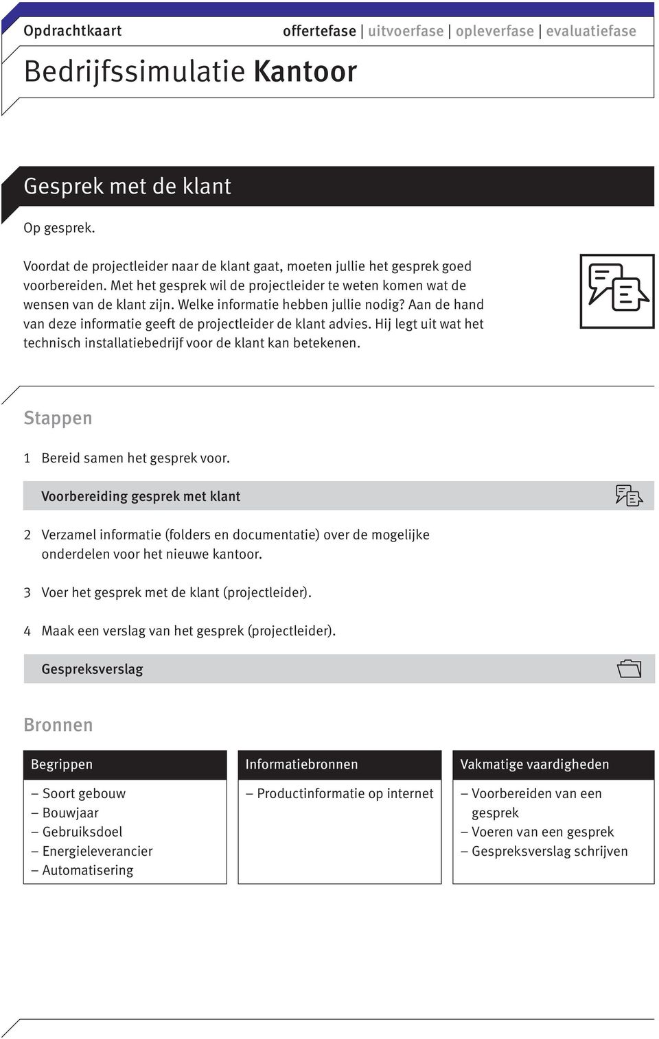 Hij legt uit wat het technisch installatiebedrijf voor de klant kan betekenen. Stappen 1 Bereid samen het gesprek voor.