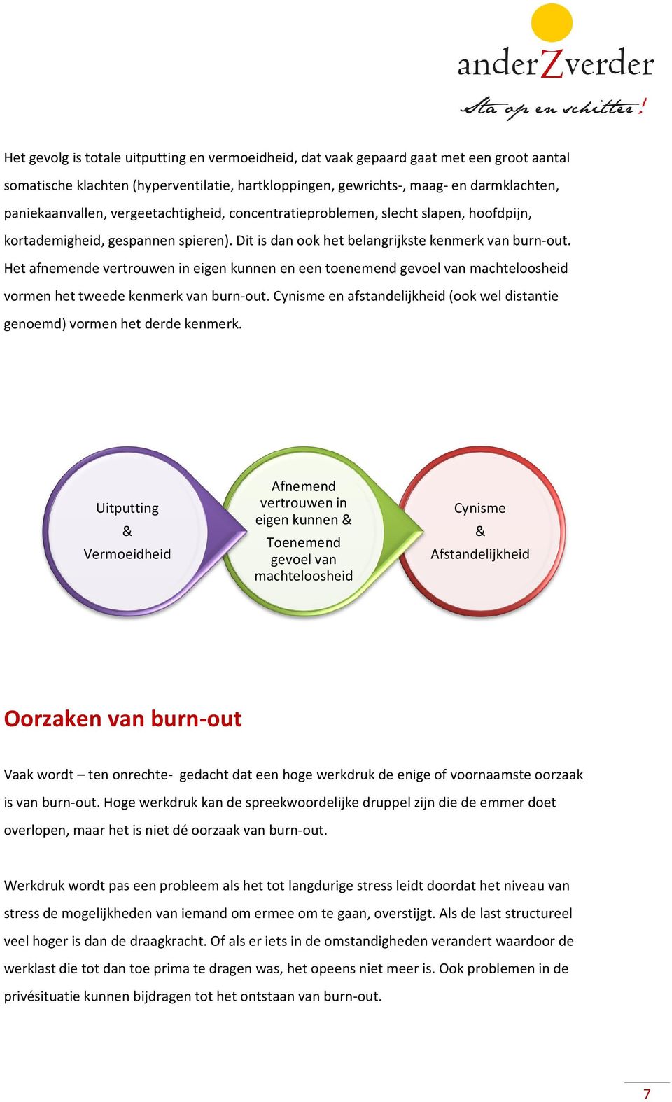 Het afnemende vertrouwen in eigen kunnen en een toenemend gevoel van machteloosheid vormen het tweede kenmerk van burn-out.