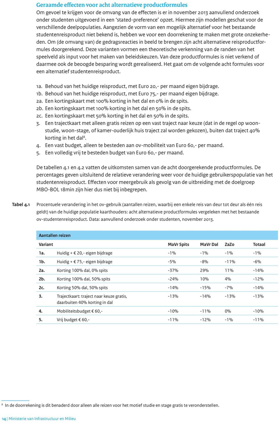 Aangezien de vorm van een mogelijk alternatief voor het bestaande studentenreisproduct niet bekend is, hebben we voor een doorrekening te maken met grote onzekerheden.