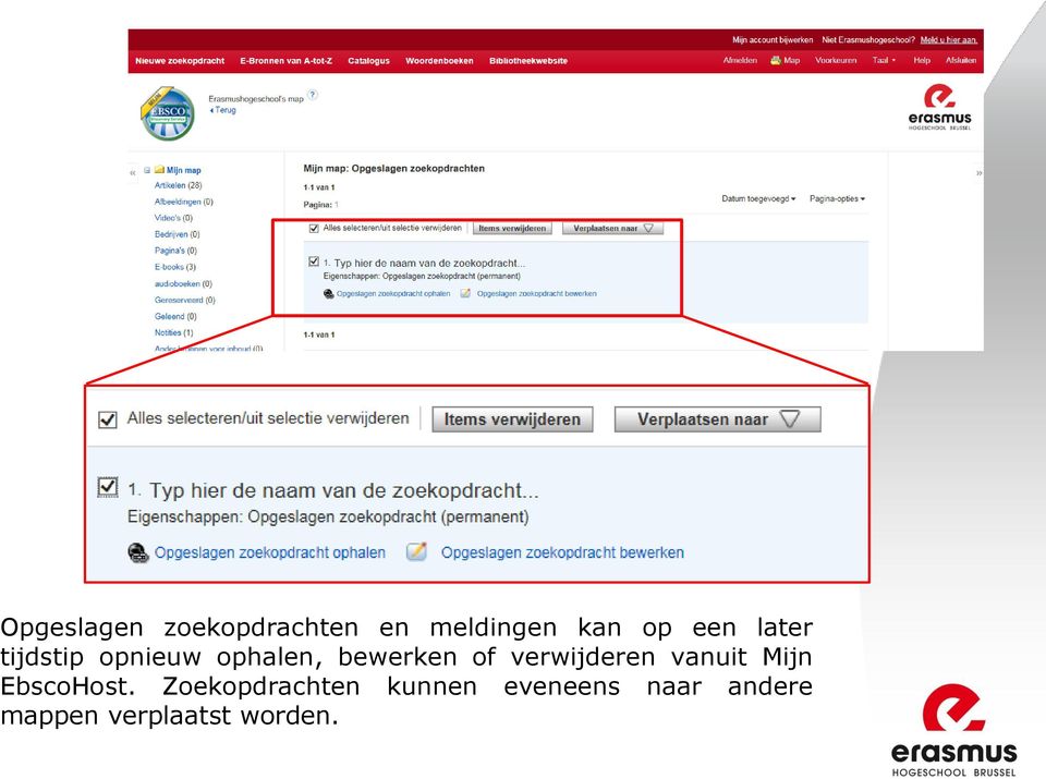 verwijderen vanuit Mijn EbscoHost.