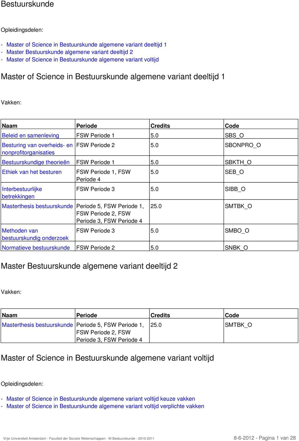 0 SBS_O Besturing van overheids- en nonprofitorganisaties FSW Periode 2 5.0 SBONPRO_O Bestuurskundige theorieën FSW Periode 1 5.