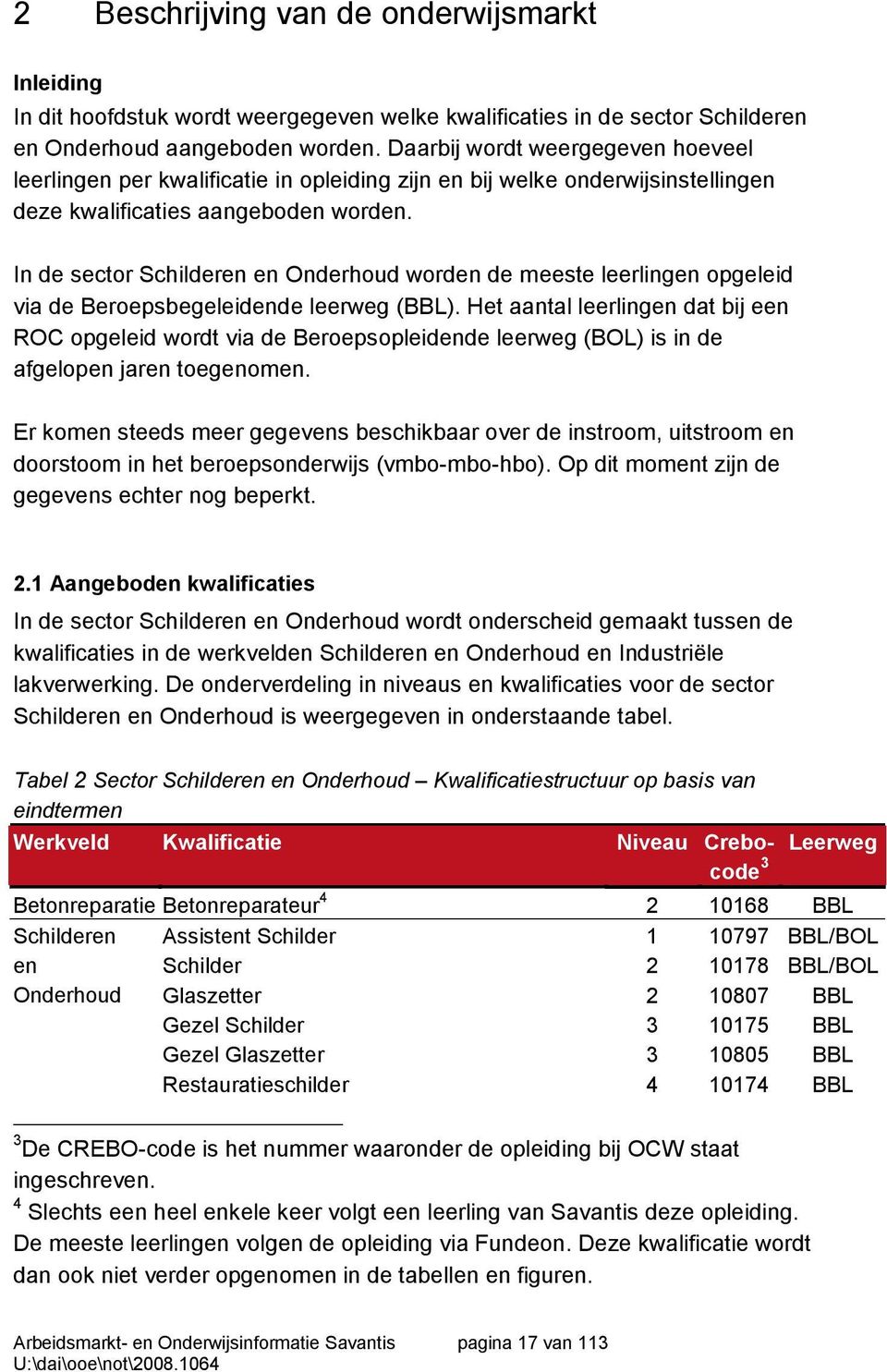 In de sector Schilderen en Onderhoud worden de meeste leerlingen opgeleid via de Beroepsbegeleidende leerweg (BBL).