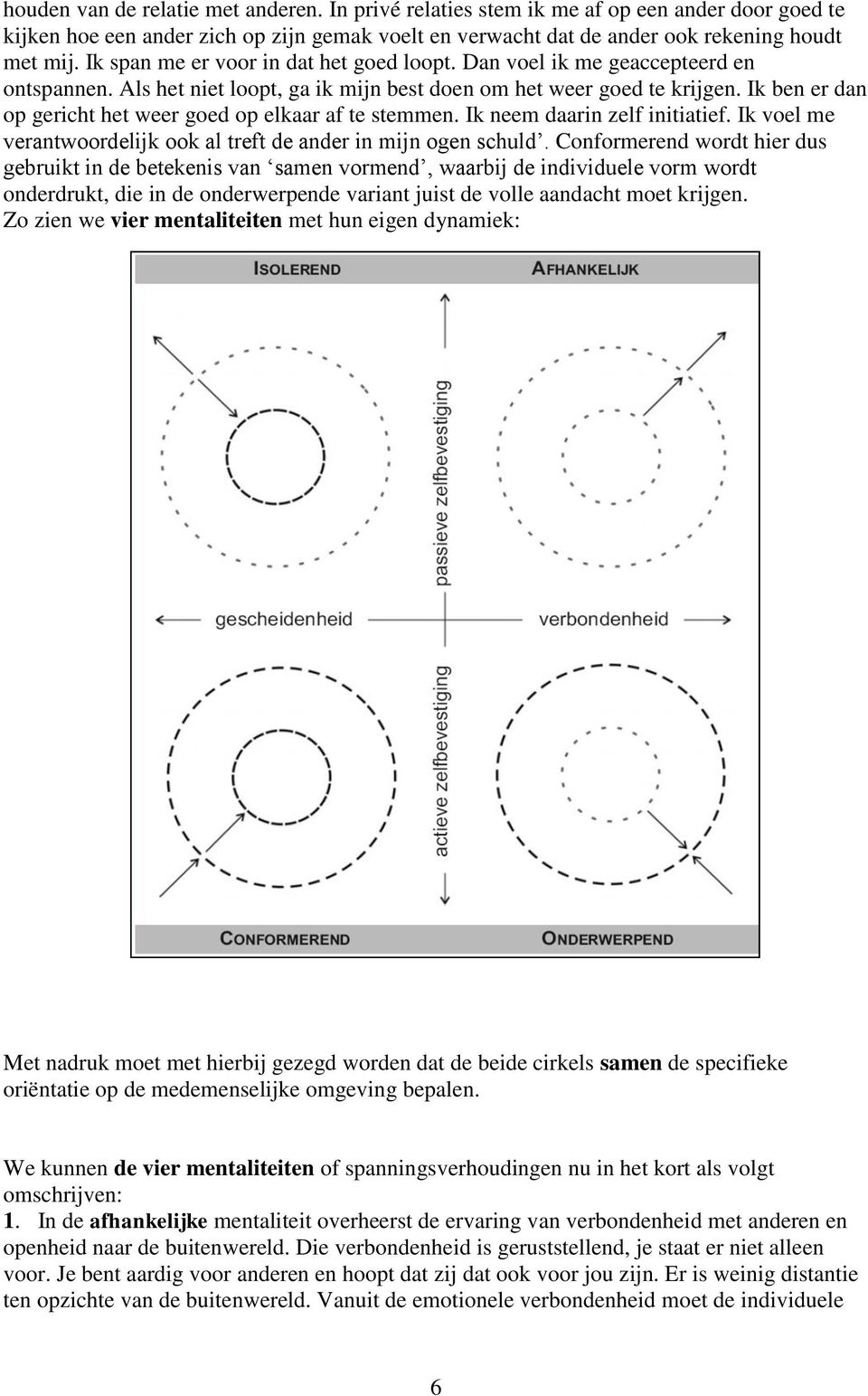 Ik ben er dan op gericht het weer goed op elkaar af te stemmen. Ik neem daarin zelf initiatief. Ik voel me verantwoordelijk ook al treft de ander in mijn ogen schuld.