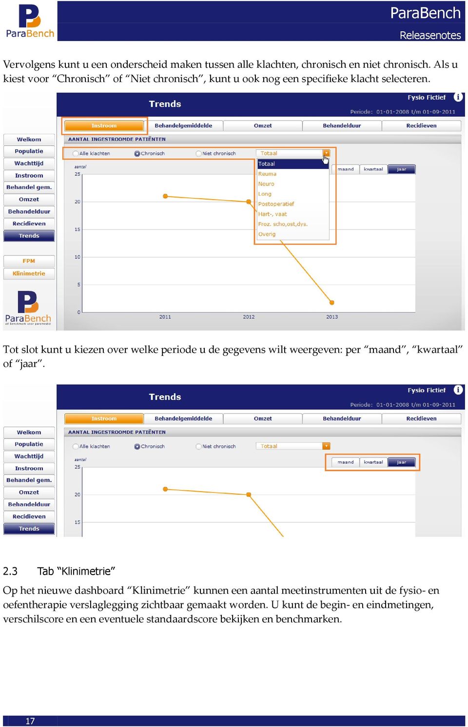 Tot slot kunt u kiezen over welke periode u de gegevens wilt weergeven: per maand, kwartaal of jaar. 2.