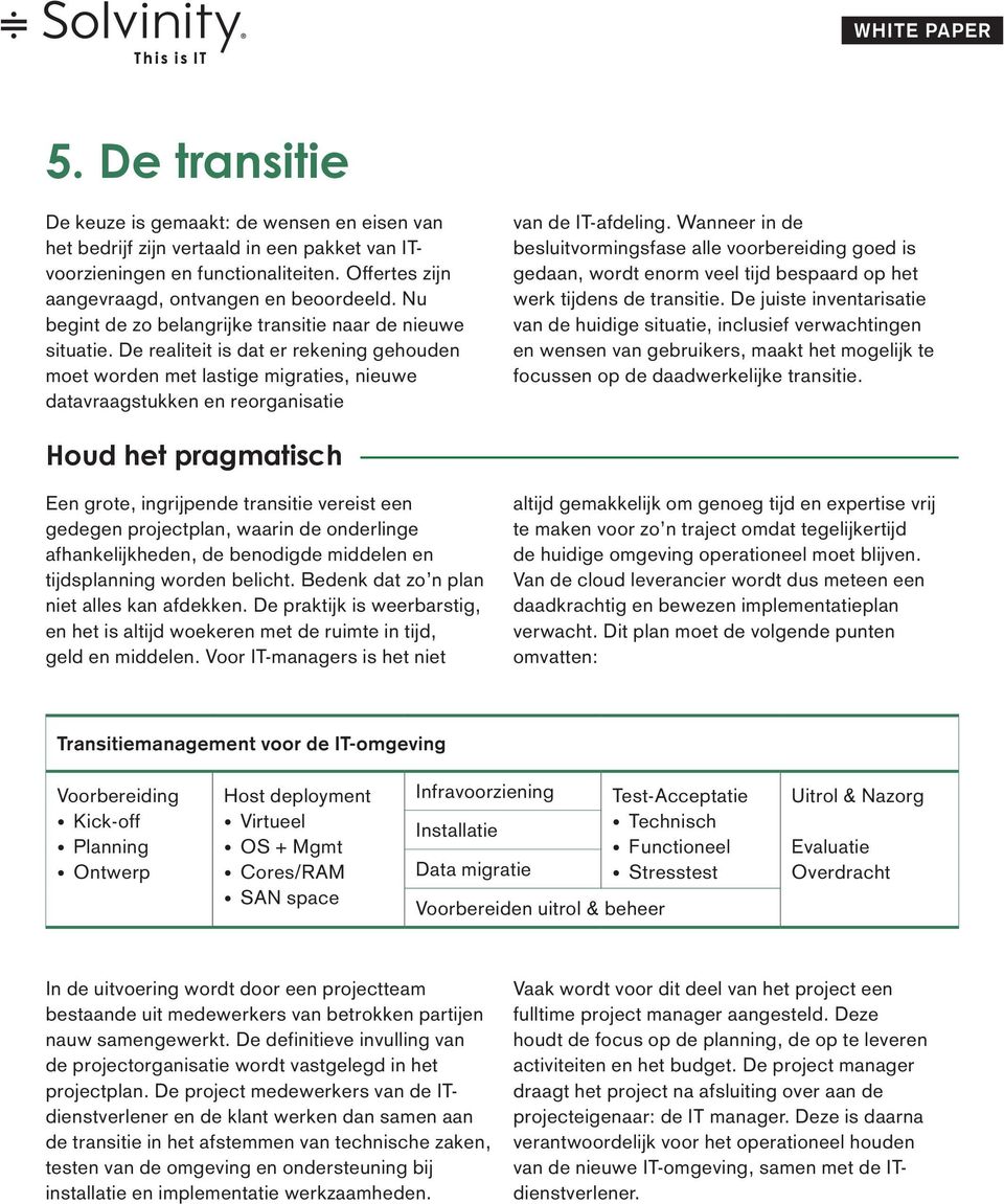 Wanneer in de besluitvormingsfase alle voorbereiding goed is gedaan, wordt enorm veel tijd bespaard op het werk tijdens de transitie.