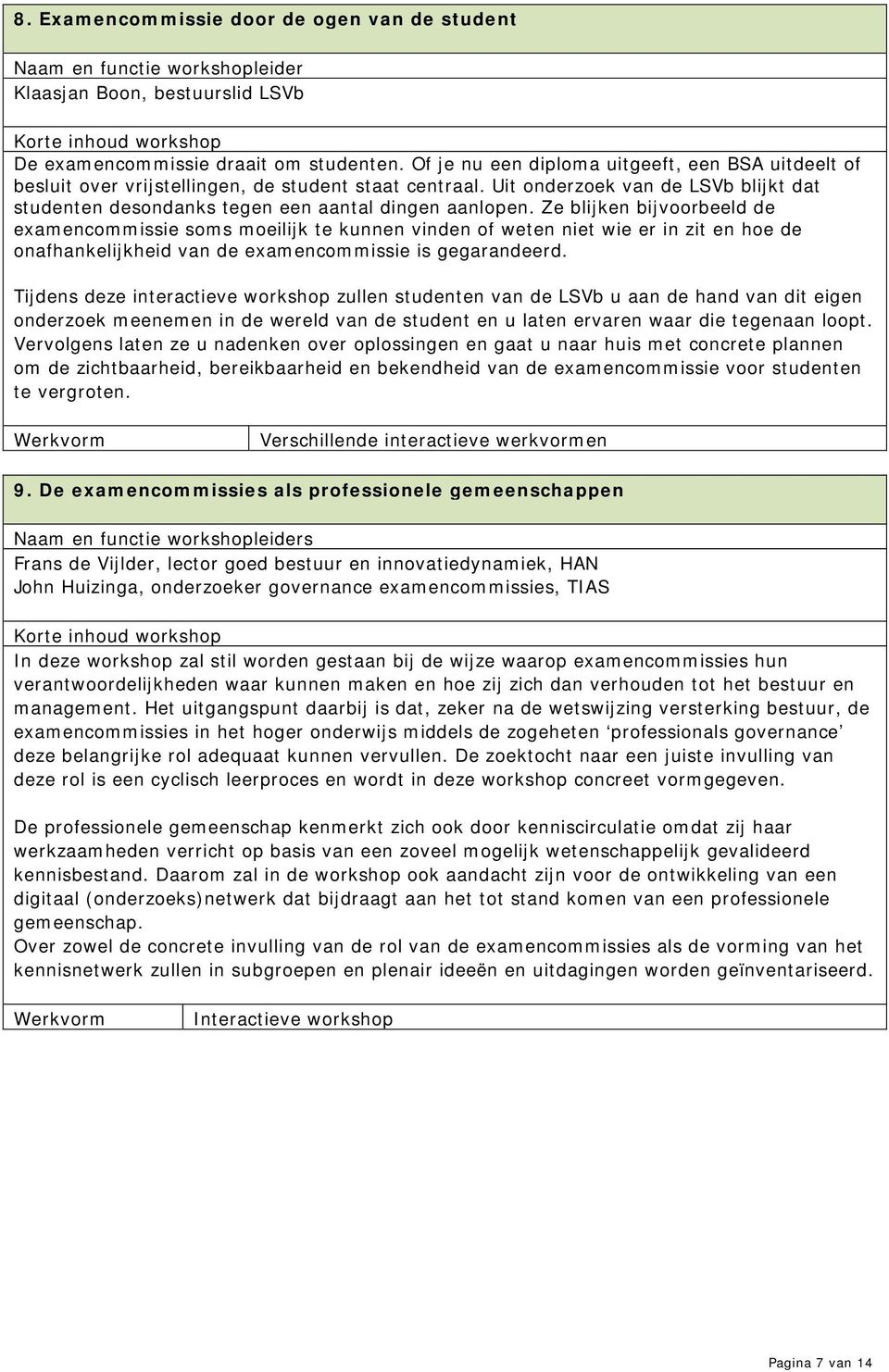 Ze blijken bijvoorbeeld de examencommissie soms moeilijk te kunnen vinden of weten niet wie er in zit en hoe de onafhankelijkheid van de examencommissie is gegarandeerd.