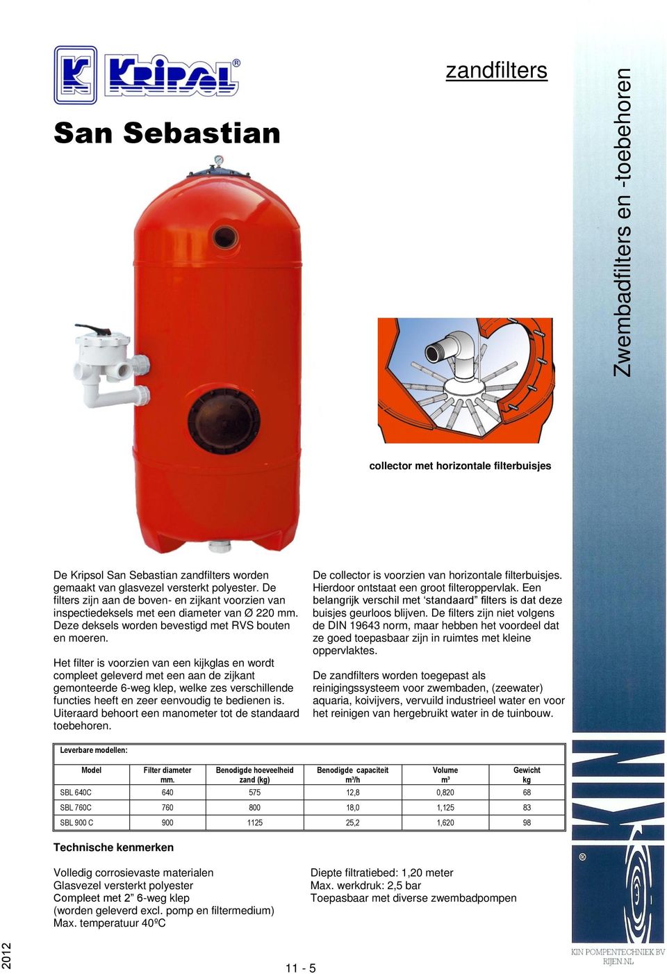 Het filter is voorzien van een kijkglas en wordt compleet geleverd met een aan de zijkant gemonteerde 6-weg klep, welke zes verschillende functies heeft en zeer eenvoudig te bedienen is.