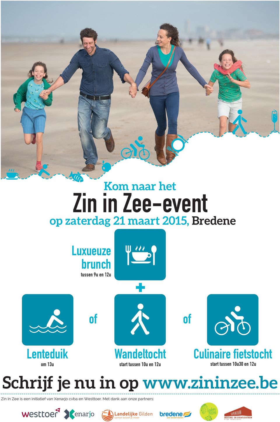 Culinaire fietstocht start tussen 10u30 en 12u Schrijf je nu in op www.zininzee.