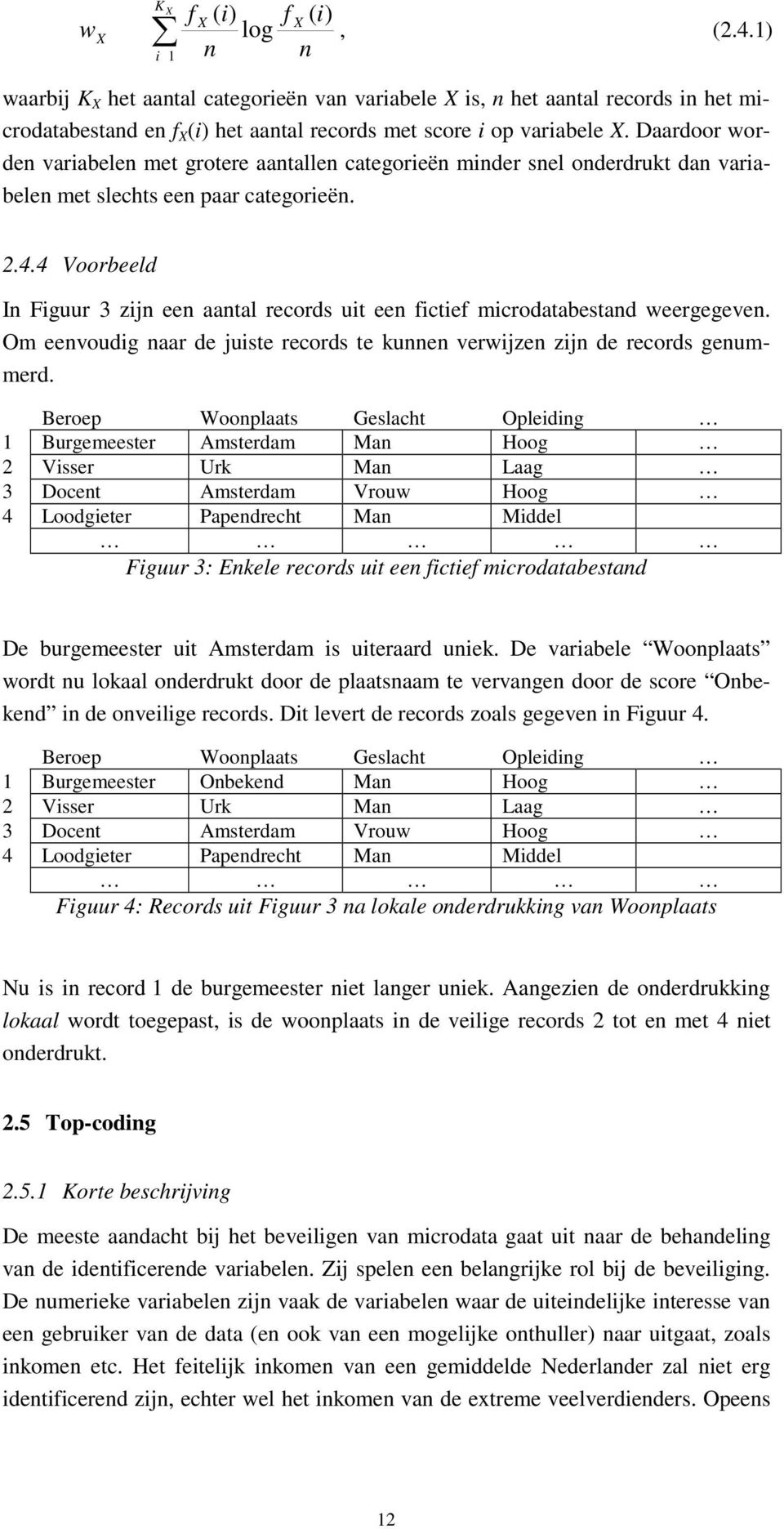 Daardoor worden variabelen met grotere aantallen categorieën minder snel onderdrukt dan variabelen met slechts een paar categorieën. 2.4.