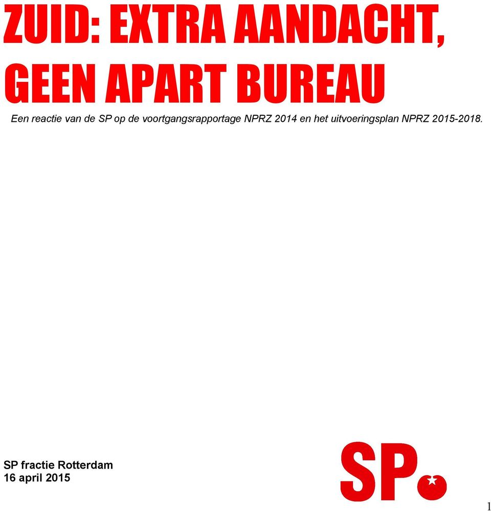 voortgangsrapportage NPRZ 2014 en het