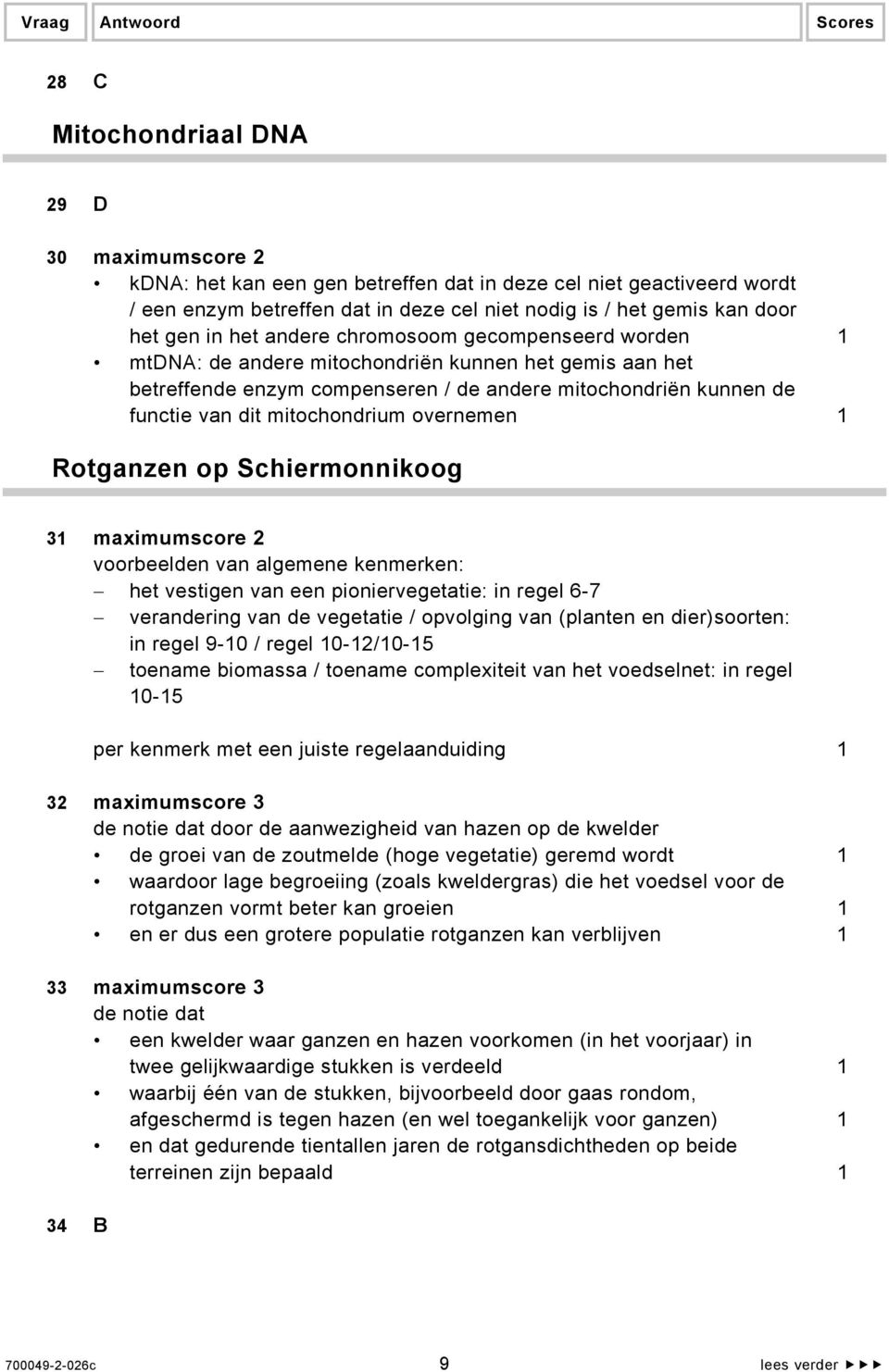 overnemen 1 Rotganzen op Schiermonnikoog 31 maximumscore 2 voorbeelden van algemene kenmerken: het vestigen van een pioniervegetatie: in regel 6-7 verandering van de vegetatie / opvolging van