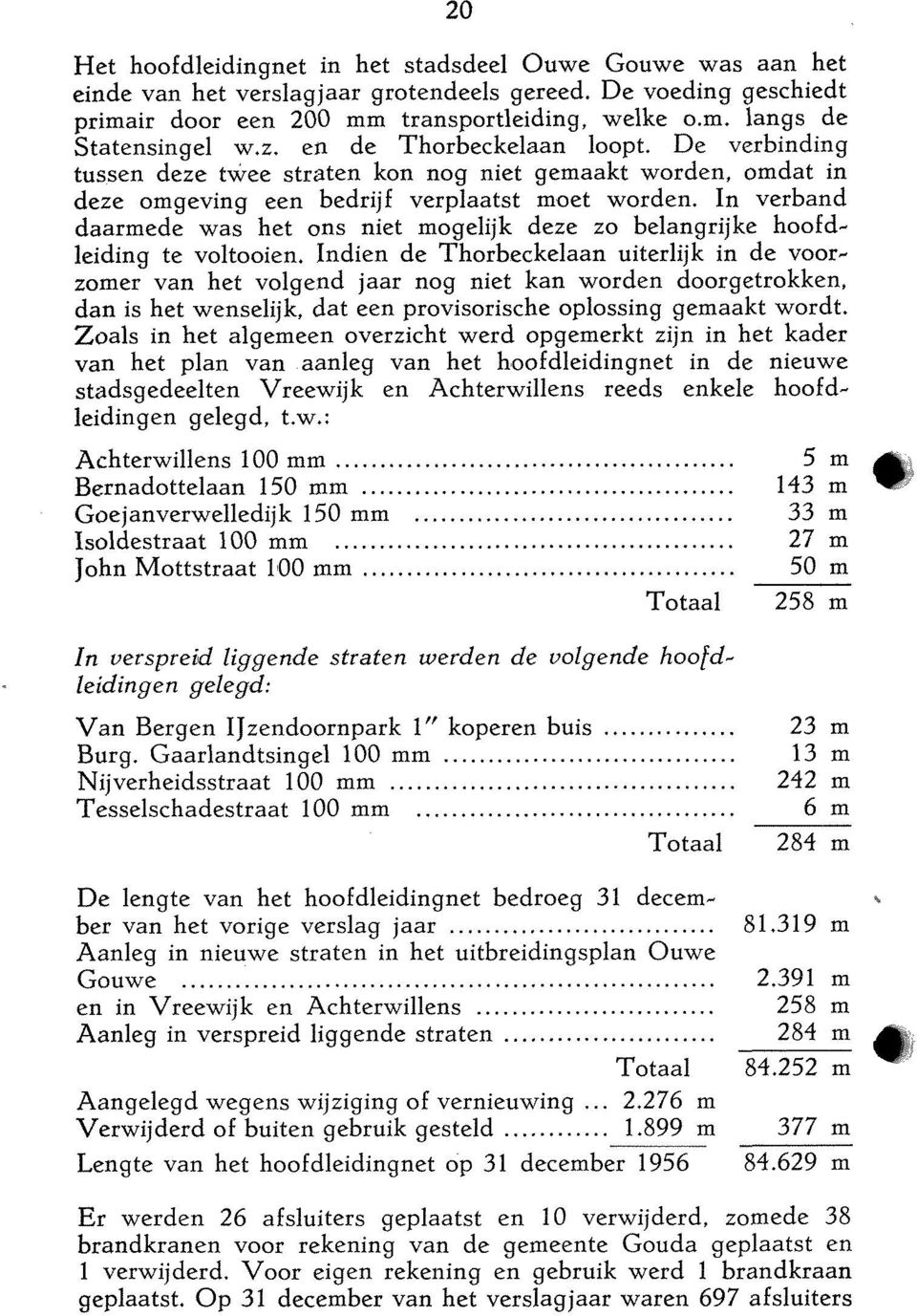 In verband daarmede was het ons niet mogelijk deze zo belangrijke hoofdleiding te voltooien.