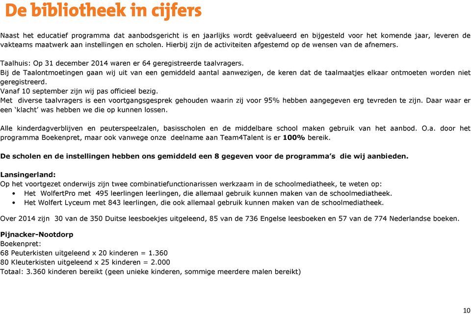 Bij de Taalontmoetingen gaan wij uit van een gemiddeld aantal aanwezigen, de keren dat de taalmaatjes elkaar ontmoeten worden niet geregistreerd. Vanaf 10 september zijn wij pas officieel bezig.