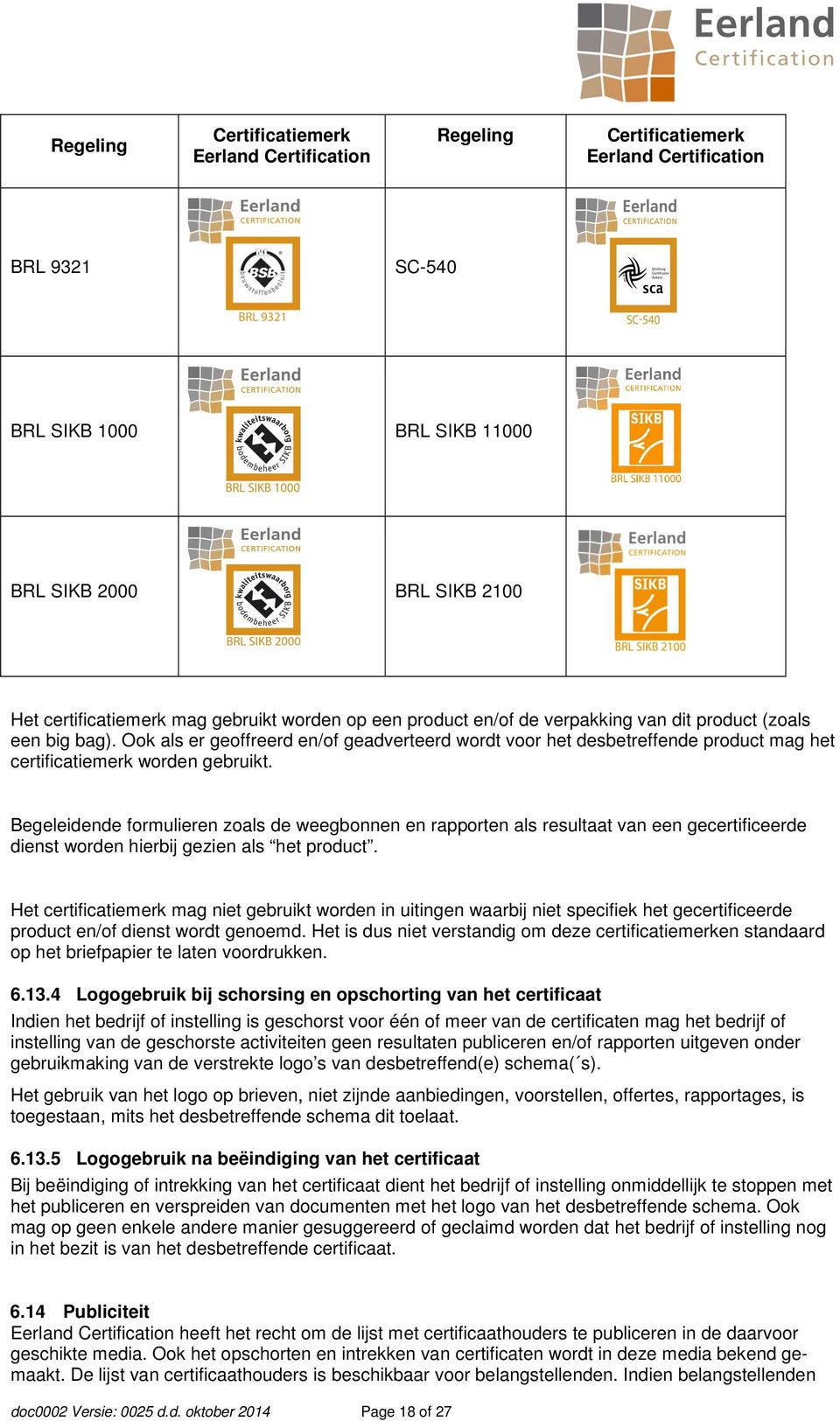 Ook als er geoffreerd en/of geadverteerd wordt voor het desbetreffende product mag het certificatiemerk worden gebruikt.