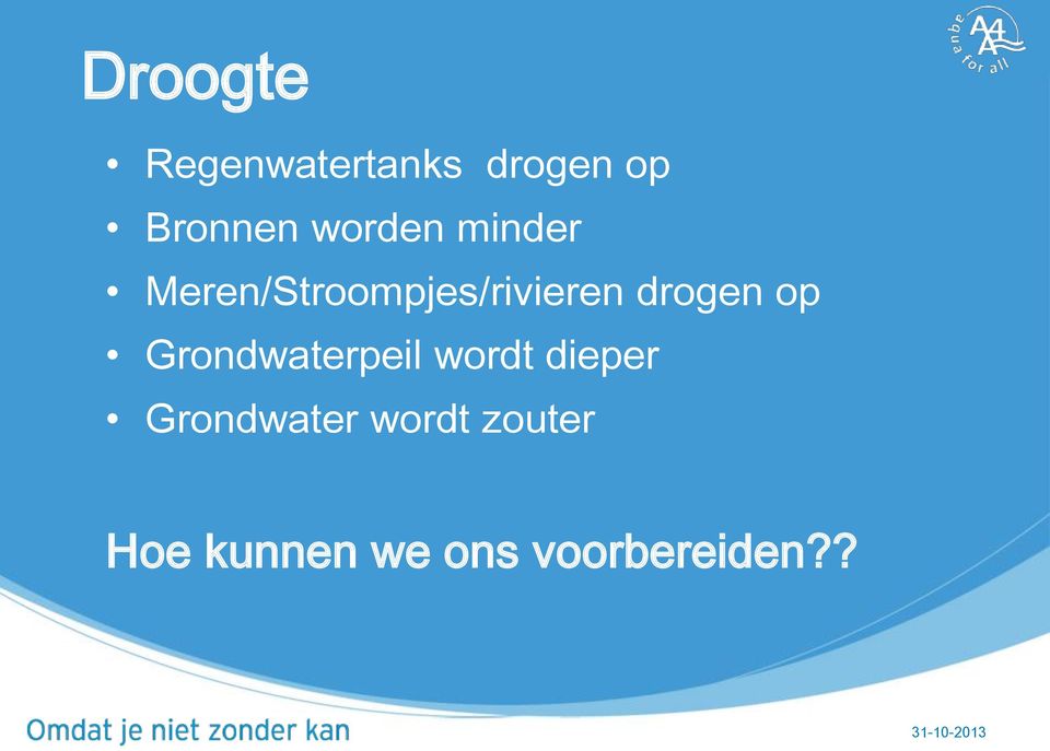 drogen op Grondwaterpeil wordt dieper