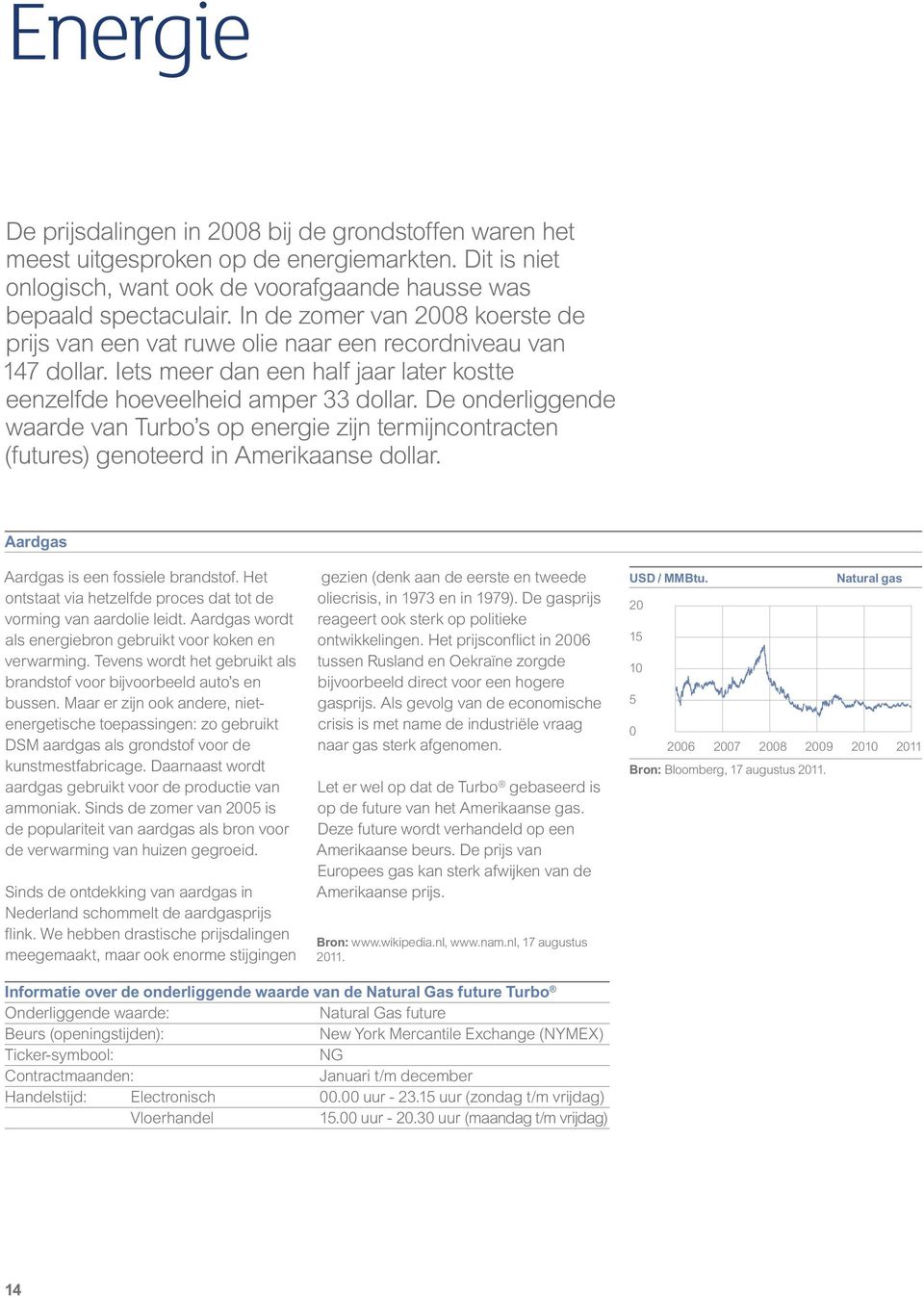 De onderliggende waarde van Turbo s op energie zijn termijncontracten (futures) genoteerd in Amerikaanse dollar. Aardgas Aardgas is een fossiele brandstof.