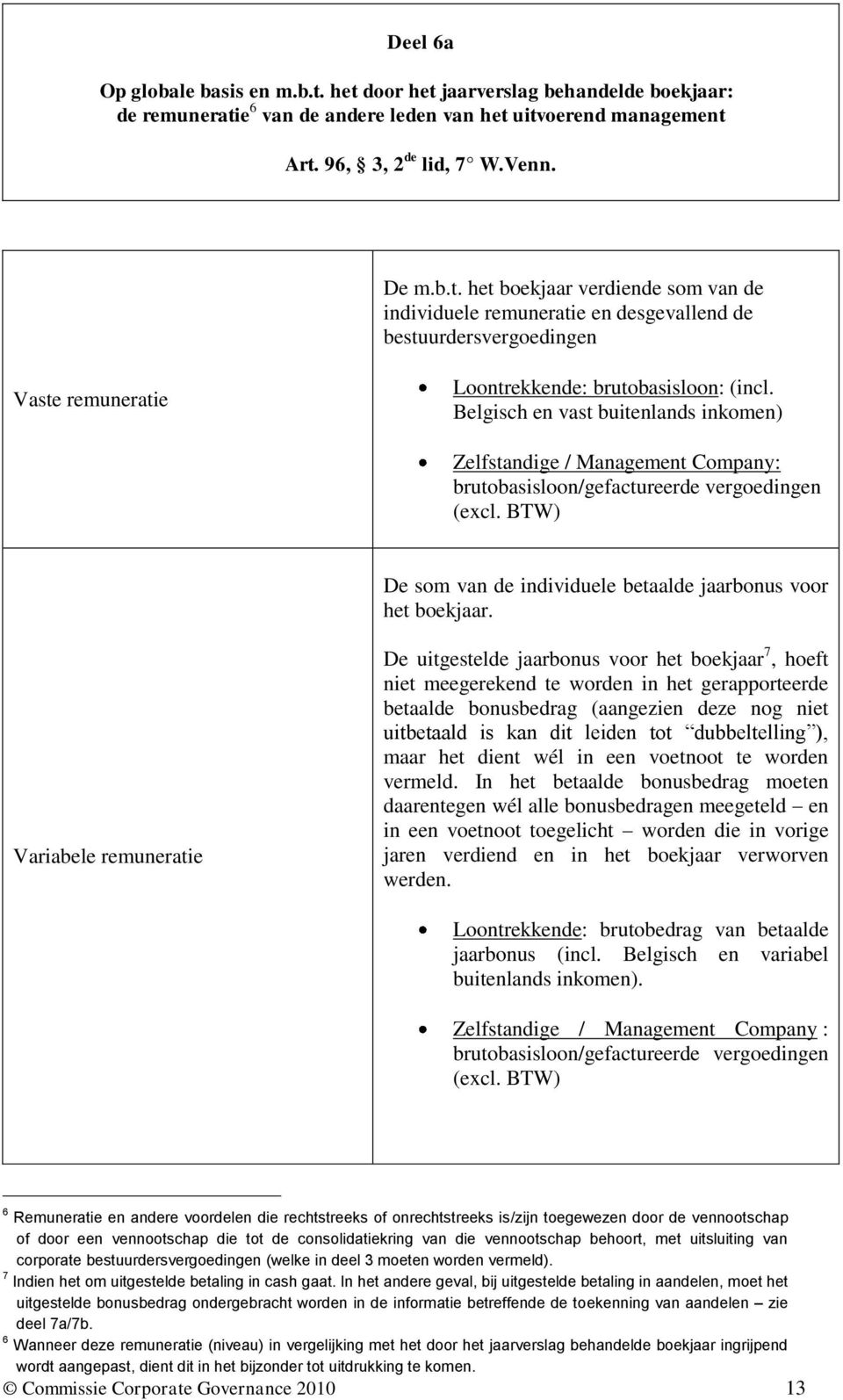 Variabele remuneratie De uitgestelde jaarbonus voor het boekjaar 7, hoeft niet meegerekend te worden in het gerapporteerde betaalde bonusbedrag (aangezien deze nog niet uitbetaald is kan dit leiden