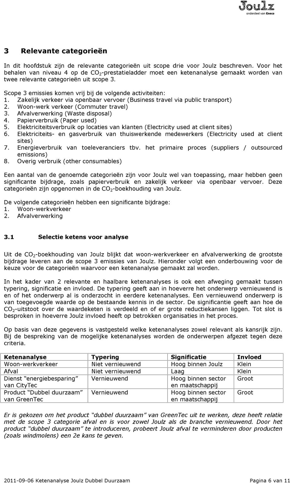 Zakelijk verkeer via openbaar vervoer (Business travel via public transport) 2. Woon-werk verkeer (Commuter travel) 3. Afvalverwerking (Waste disposal) 4. Papierverbruik (Paper used) 5.