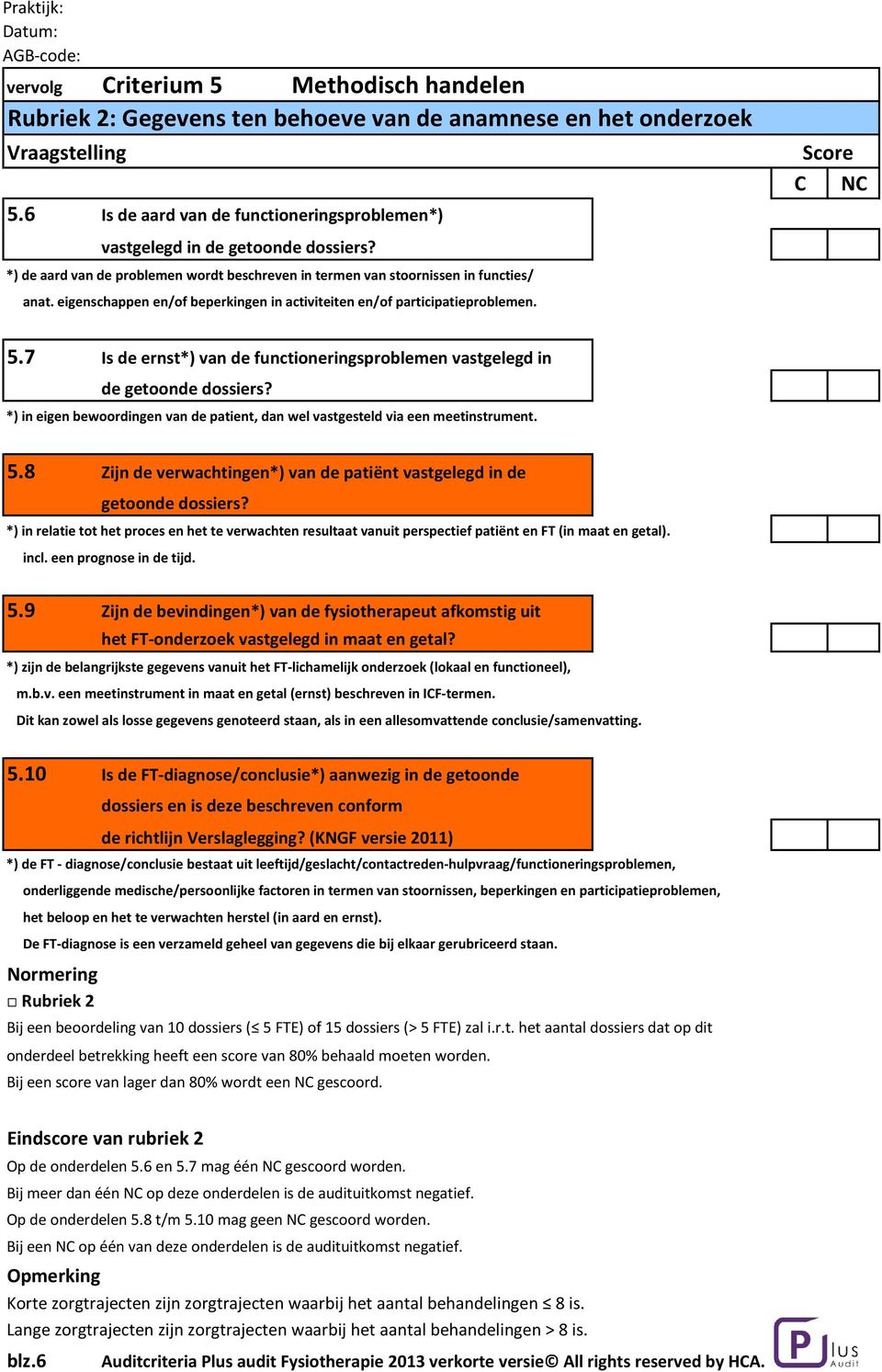 7 Is de ernst*) van de functioneringsproblemen vastgelegd in de getoonde dossiers? *) in eigen bewoordingen van de patient, dan wel vastgesteld via een meetinstrument. 5.