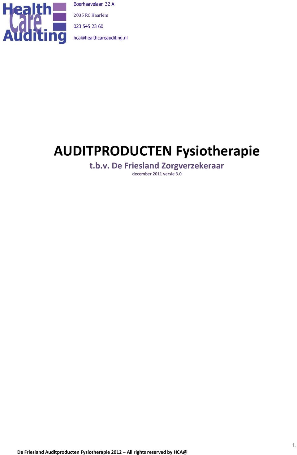 nl AUDITPRODUCTEN Fysiotherapie t.b.v.