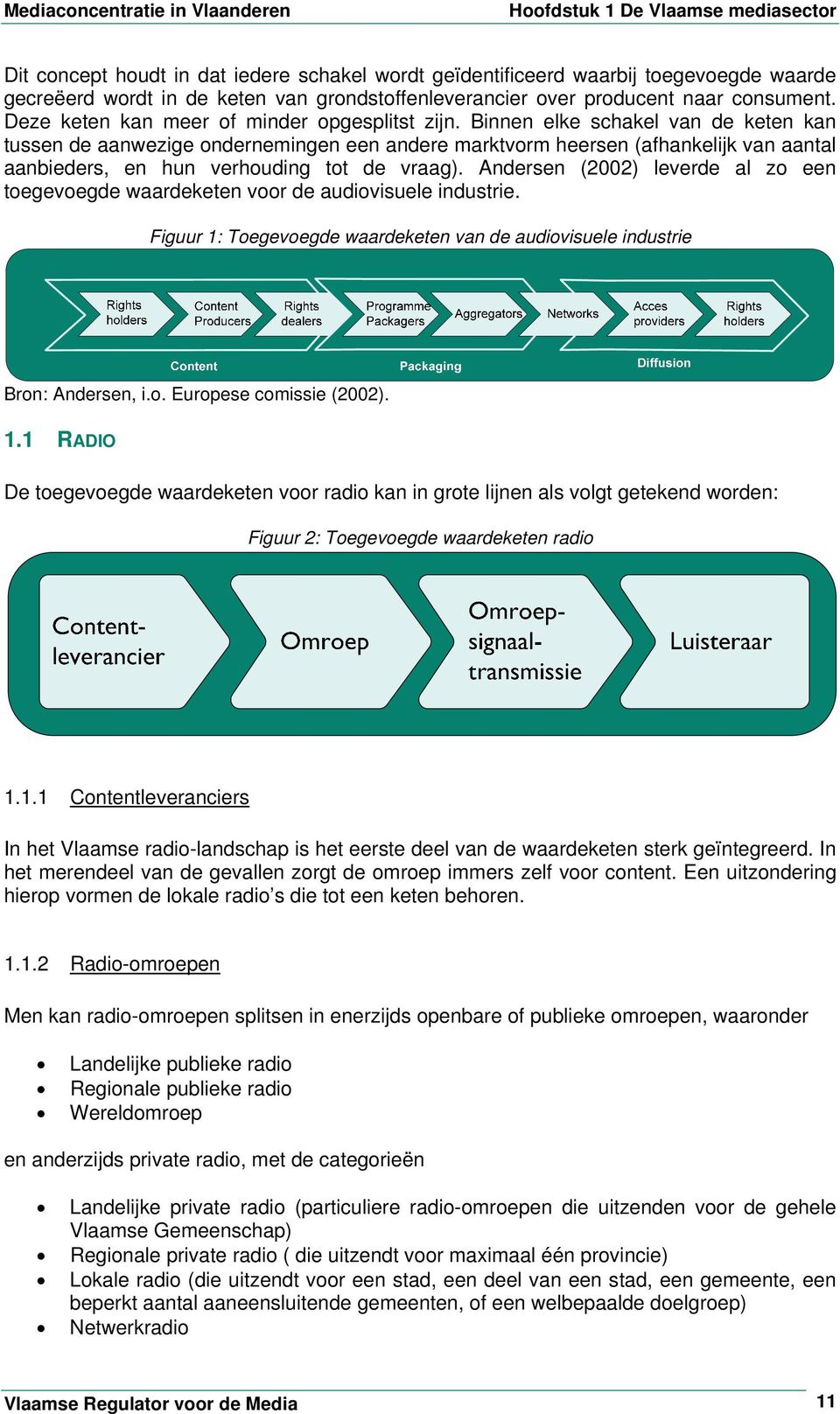 Binnen elke schakel van de keten kan tussen de aanwezige ondernemingen een andere marktvorm heersen (afhankelijk van aantal aanbieders, en hun verhouding tot de vraag).