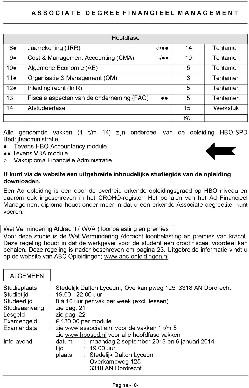 t/m 14) zijn onderdeel van de opleiding HBO-SPD Bedrijfsadministratie.