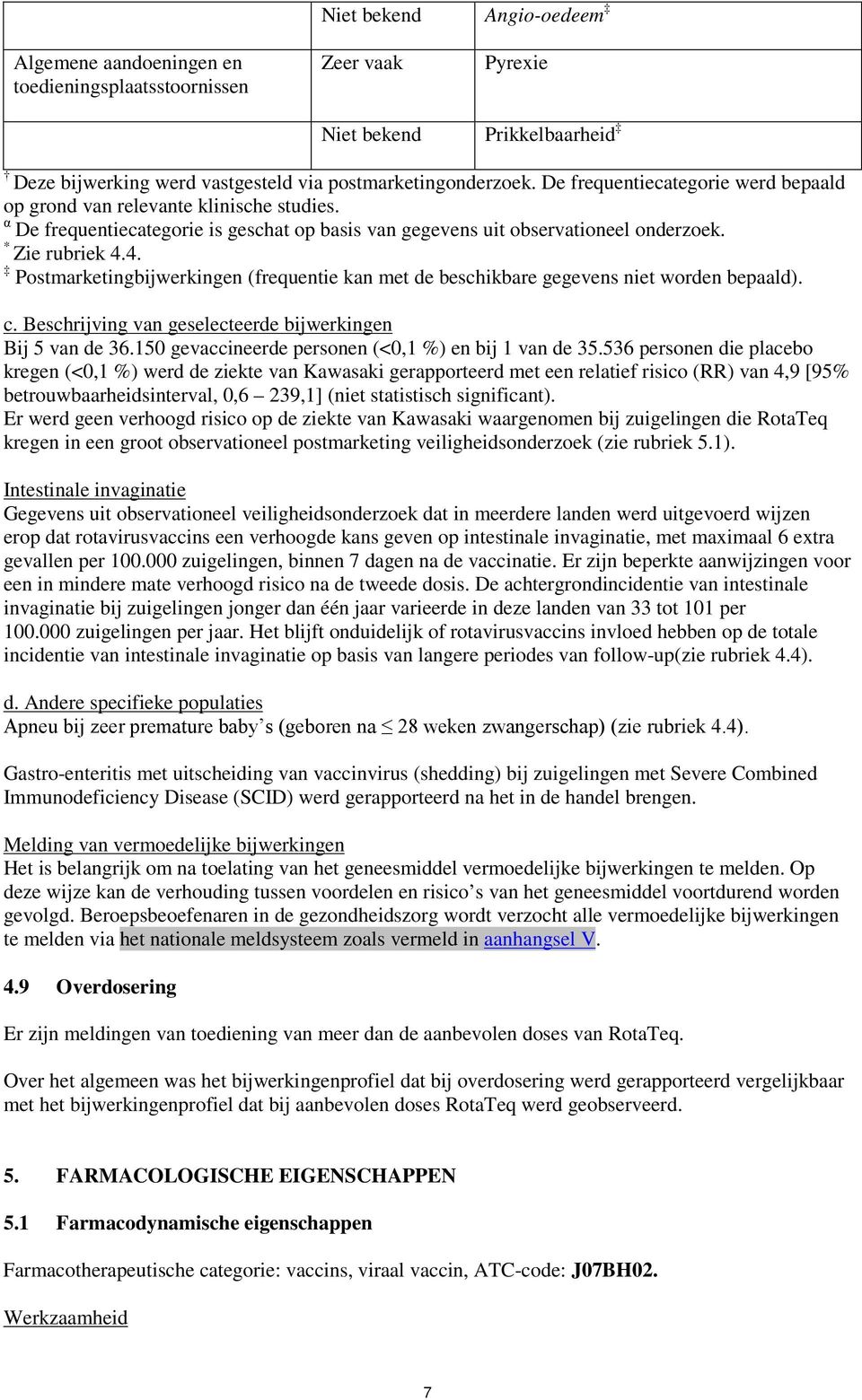 4. Postmarketingbijwerkingen (frequentie kan met de beschikbare gegevens niet worden bepaald). c. Beschrijving van geselecteerde bijwerkingen Bij 5 van de 36.