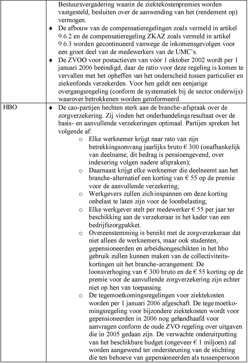 De ZVOO voor postactieven van vóór 1 oktober 2002 wordt per 1 januari 2006 beëindigd, daar de ratio voor deze regeling is komen te vervallen met het opheffen van het onderscheid tussen particulier en