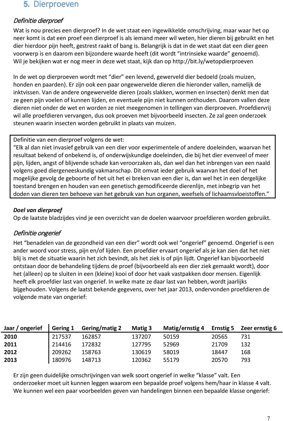 gestrest raakt of bang is. Belangrijk is dat in de wet staat dat een dier geen voorwerp is en daarom een bijzondere waarde heeft (dit wordt intrinsieke waarde genoemd).