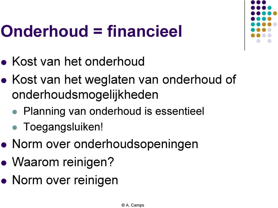 Planning van onderhoud is essentieel Toegangsluiken!