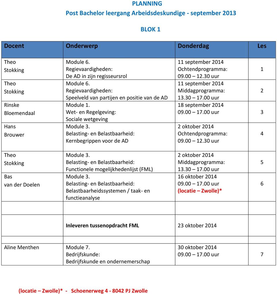 Wet- en Regelgeving: Sociale wetgeving Belasting- en Belastbaarheid: Kernbegrippen voor de AD 11 september 2014 1 11 september 2014 2 18 september 2014 3 2 oktober 2014 4 Bas van der Doelen