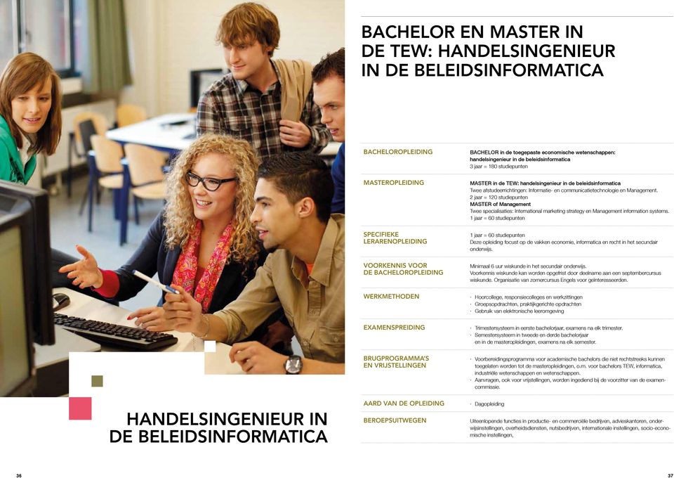 2 jaar = 120 studiepunten Master of Management Twee specialisaties: International marketing strategy en Management information systems.