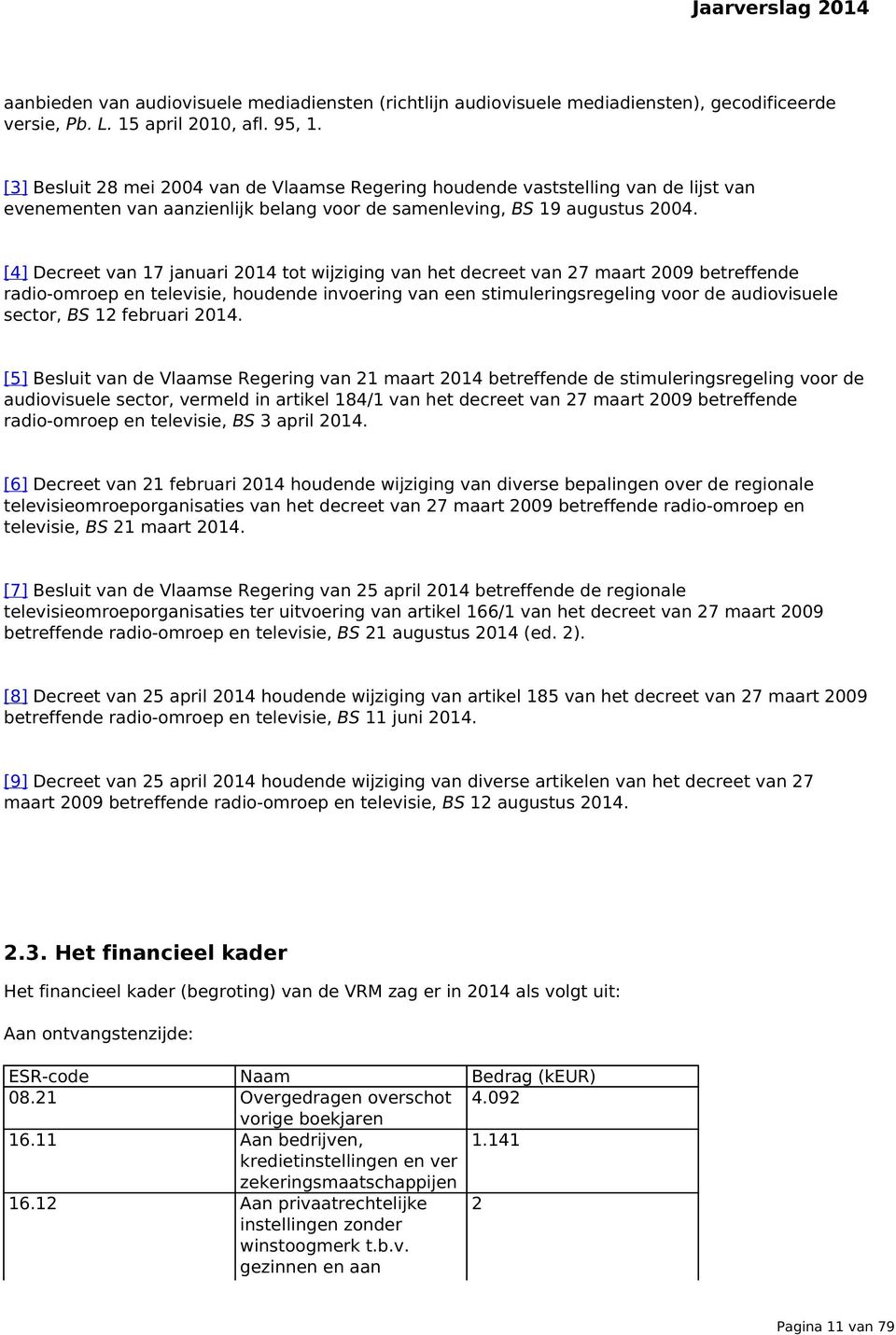 [4] Decreet van 17 januari 2014 tot wijziging van het decreet van 27 maart 2009 betreffende radio-omroep en televisie, houdende invoering van een stimuleringsregeling voor de audiovisuele sector, BS