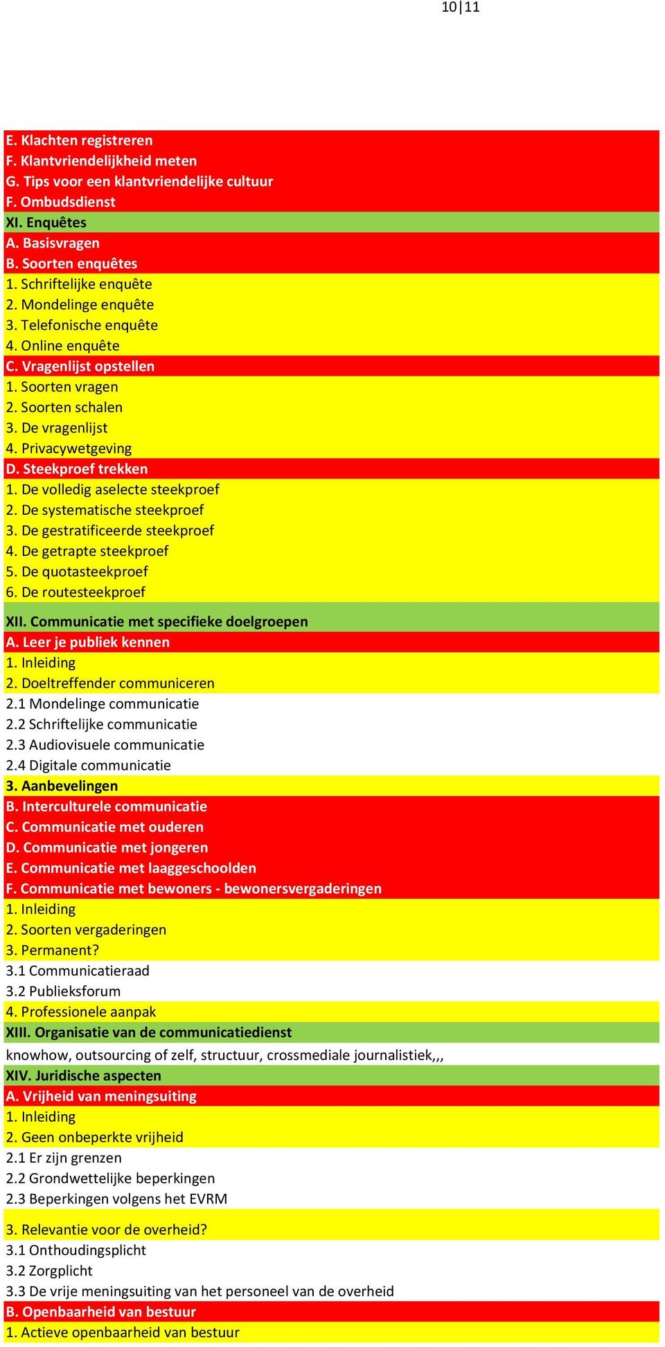 De volledig aselecte steekproef 2. De systematische steekproef 3. De gestratificeerde steekproef 4. De getrapte steekproef 5. De quotasteekproef 6. De routesteekproef XII.