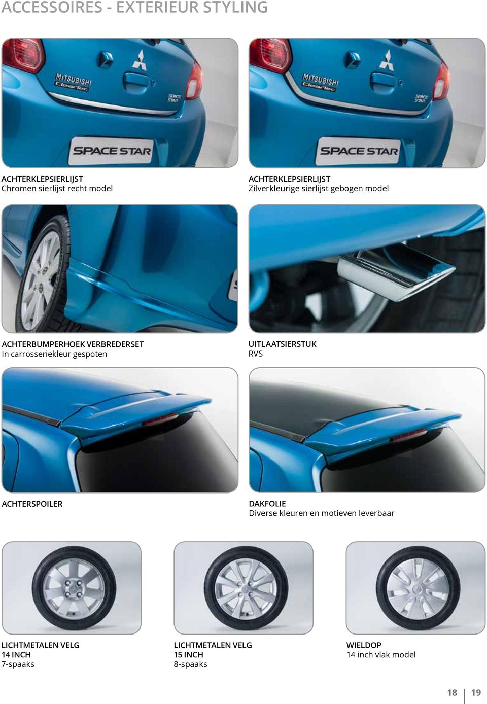 carrosseriekleur gespoten UITLAATSIERSTUK RVS ACHTERSPOILER DAKFOLIE Diverse kleuren en