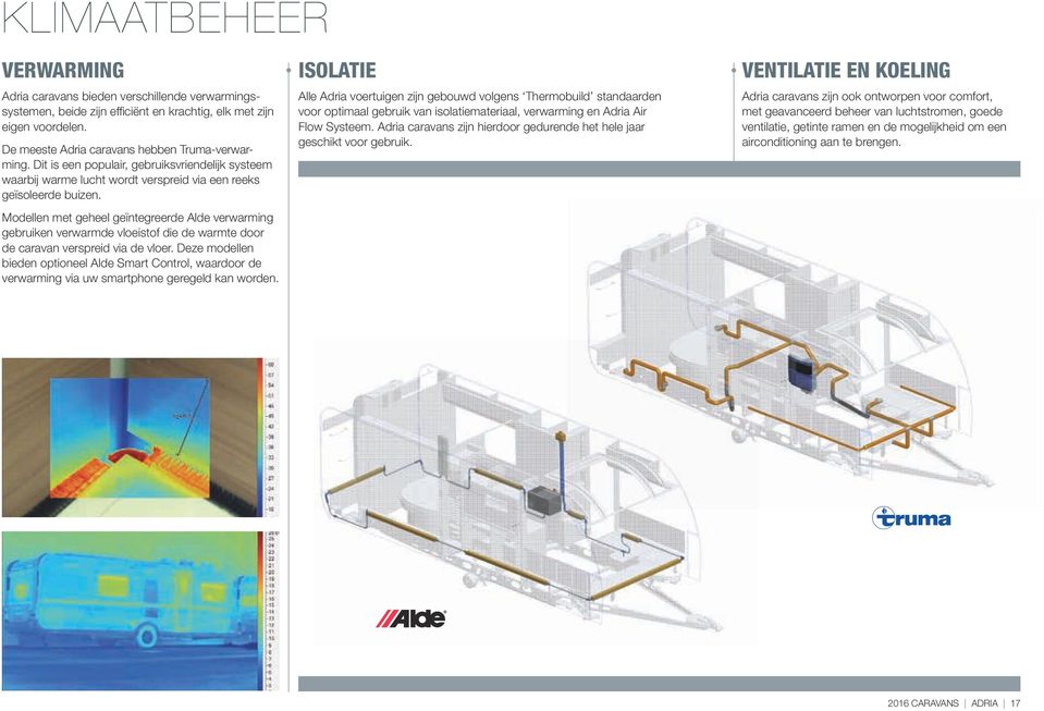Modellen met geheel geïntegreerde Alde verwarming gebruiken verwarmde vloeistof die de warmte door de caravan verspreid via de vloer.