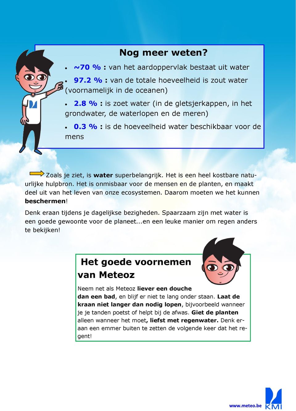 Het is een heel kostbare natuurlijke hulpbron. Het is onmisbaar voor de mensen en de planten, en maakt deel uit van het leven van onze ecosystemen. Daarom moeten we het kunnen beschermen!