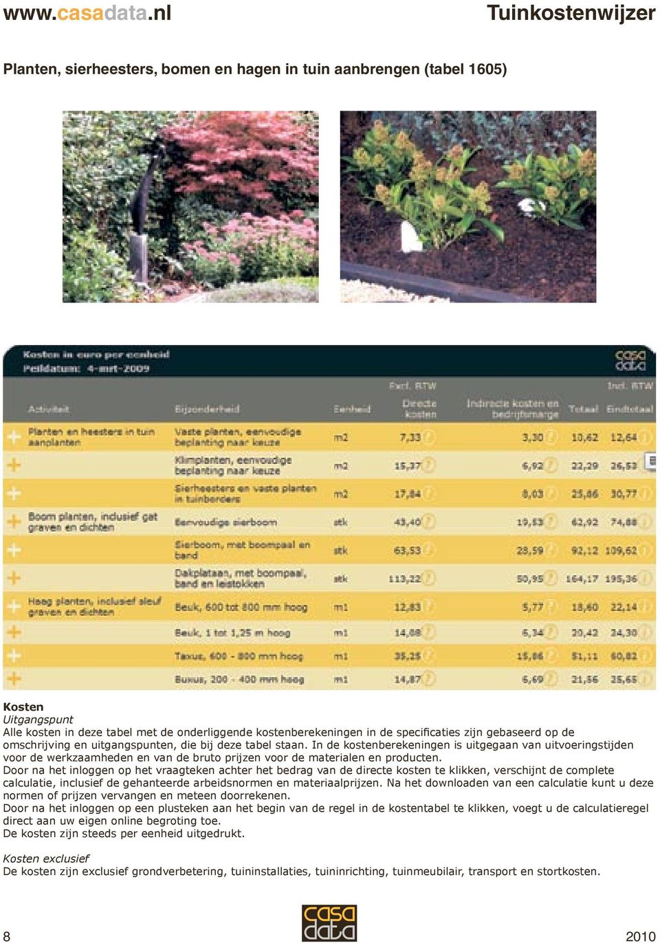 Door na het inloggen op het vraagteken achter het bedrag van de directe kosten te klikken, verschijnt de complete calculatie, inclusief de gehanteerde arbeidsnormen en materiaalprijzen.