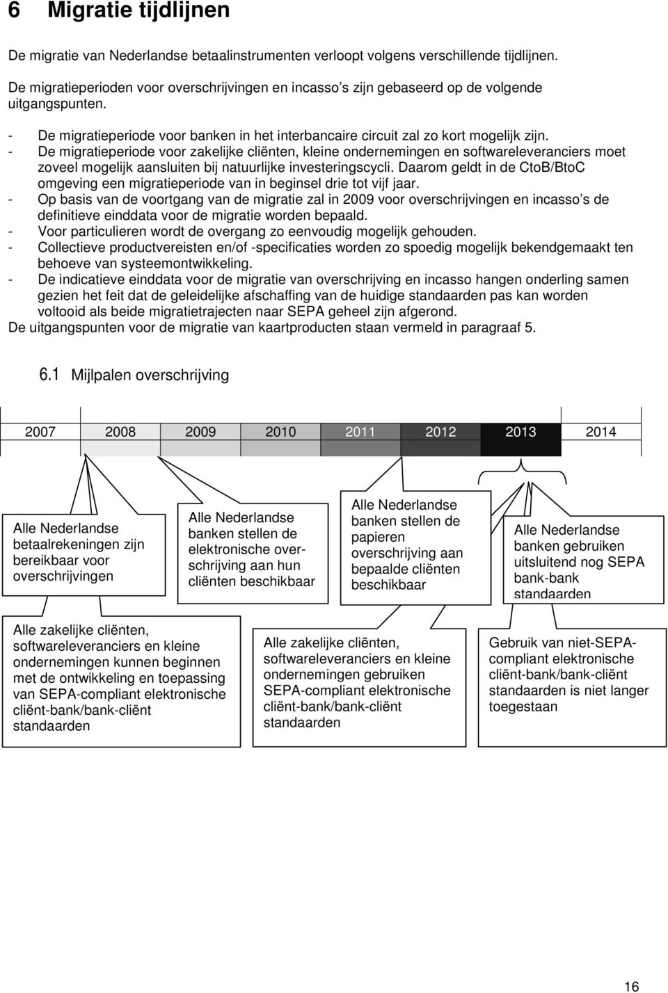 - De migratieperiode voor zakelijke cliënten, kleine ondernemingen en softwareleveranciers moet zoveel mogelijk aansluiten bij natuurlijke investeringscycli.