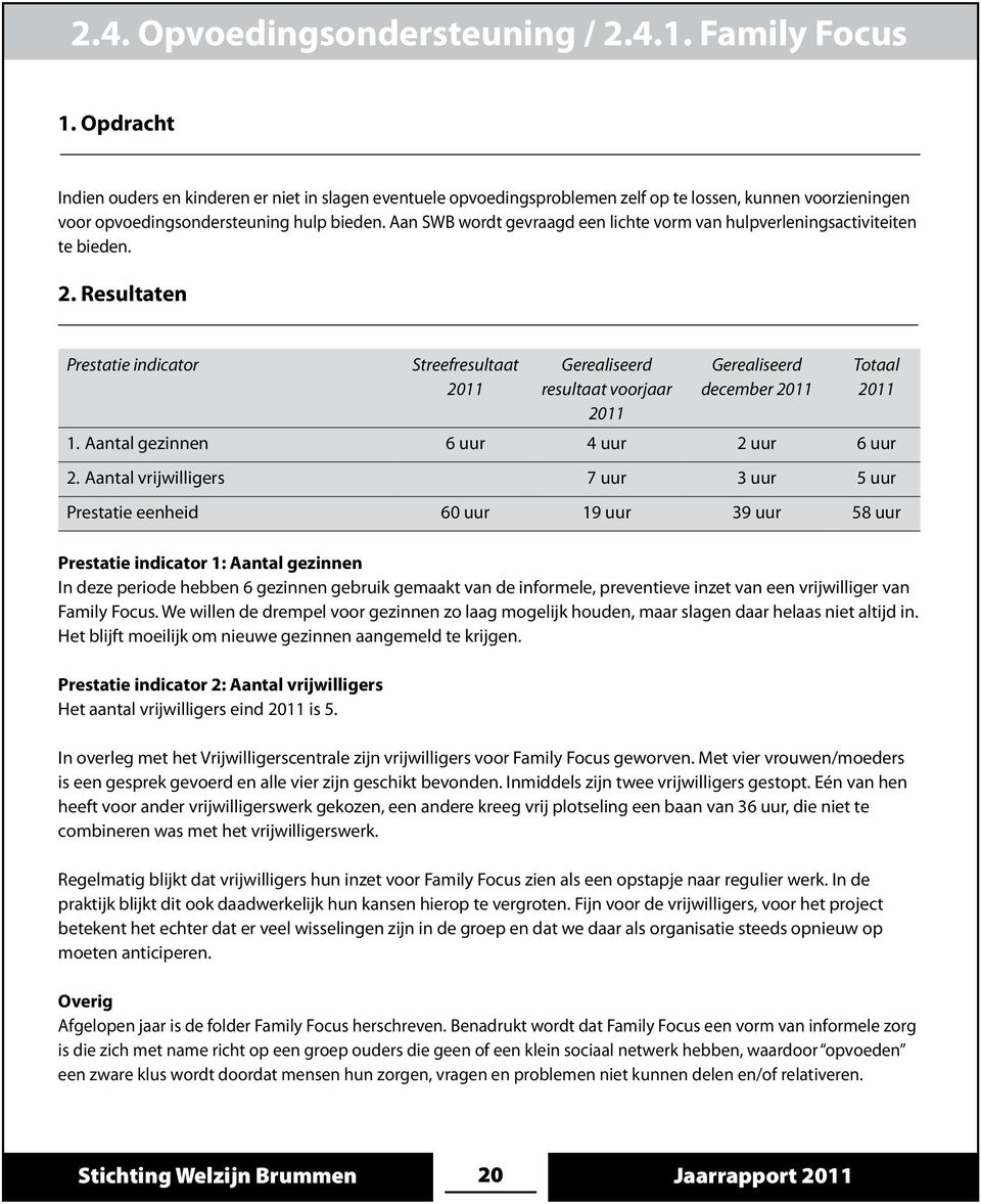 Aan SWB wordt gevraagd een lichte vorm van hulpverleningsactiviteiten te bieden. 2.