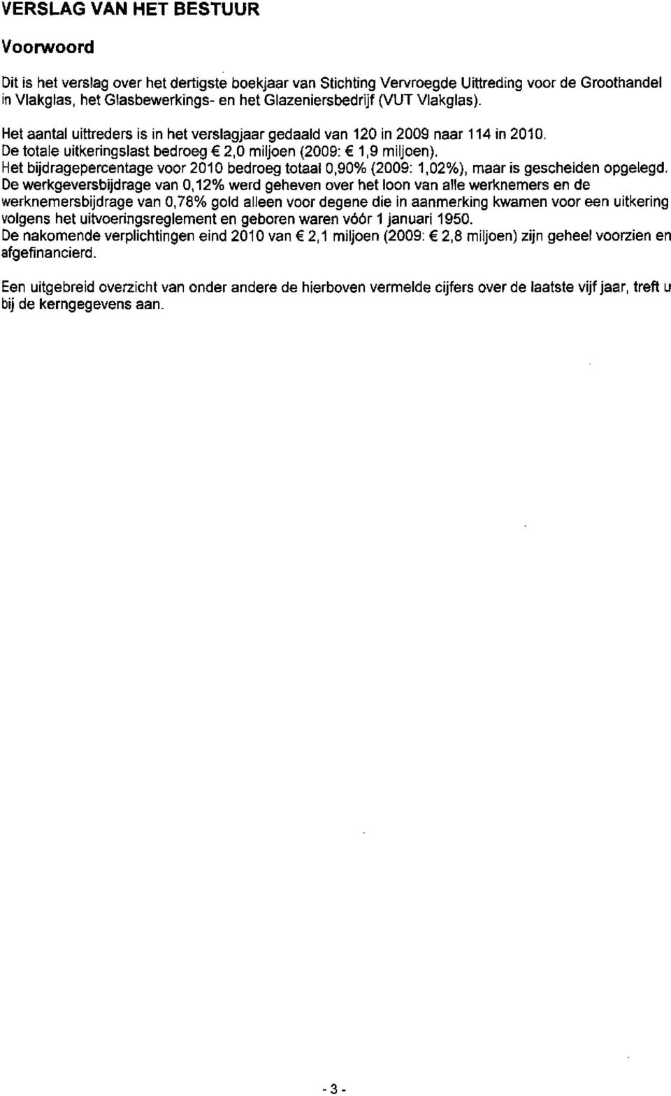 Het bijdragepercentage voor 2010 bedroeg totaal 0,90% (2009: 1,02%), maar is gescheiden opgelegd.