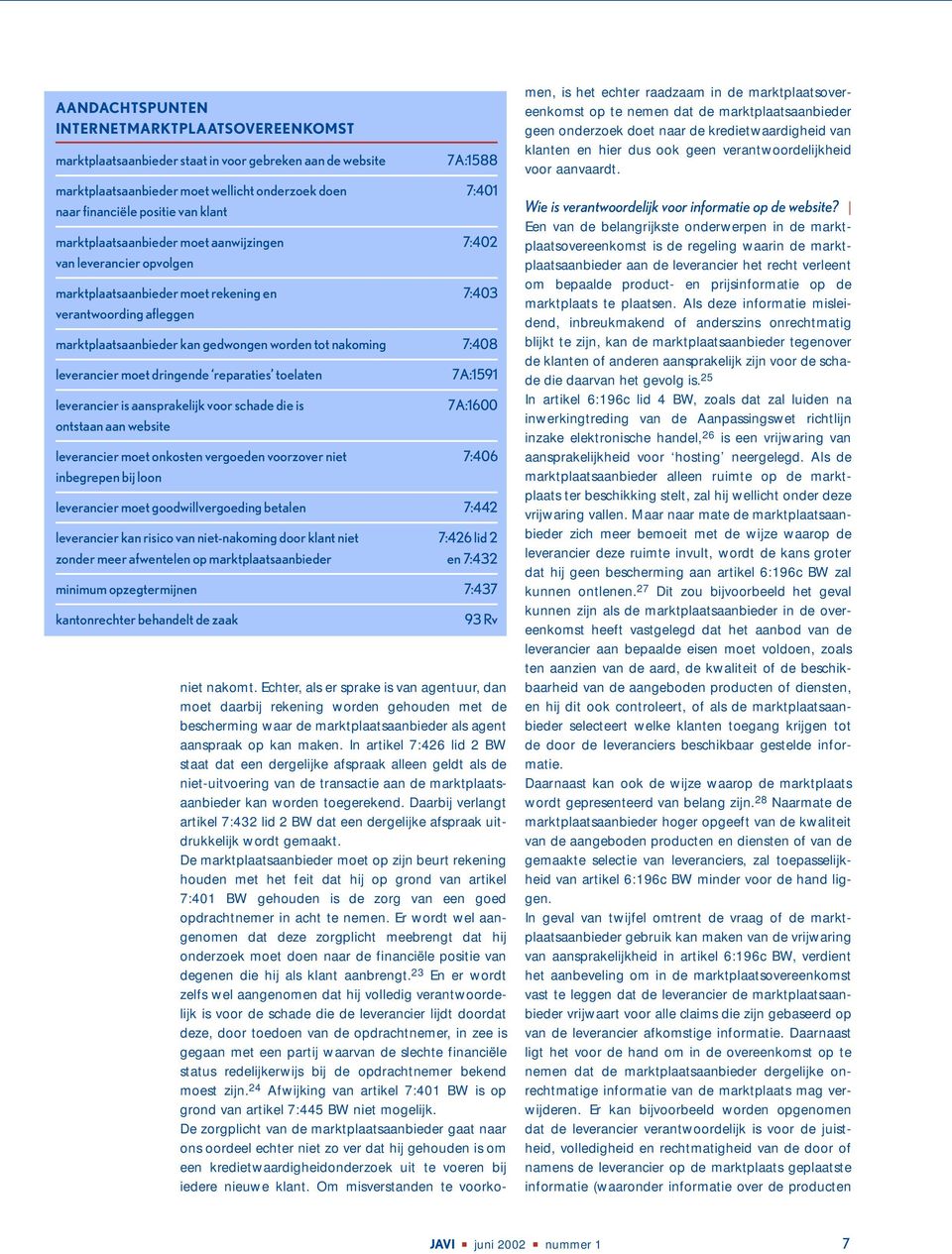 7:408 leverancier moet dringende reparaties toelaten 7A:1591 leverancier is aansprakelijk voor schade die is 7A:1600 ontstaan aan website leverancier moet onkosten vergoeden voorzover niet 7:406