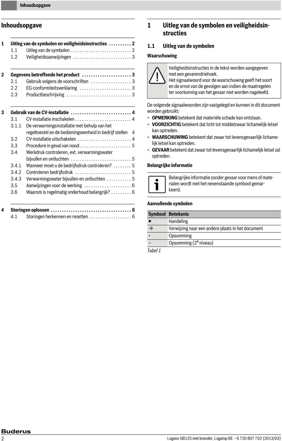 ............................ 3 3 Gebruik van de CV-installatie........................... 4 3.1 